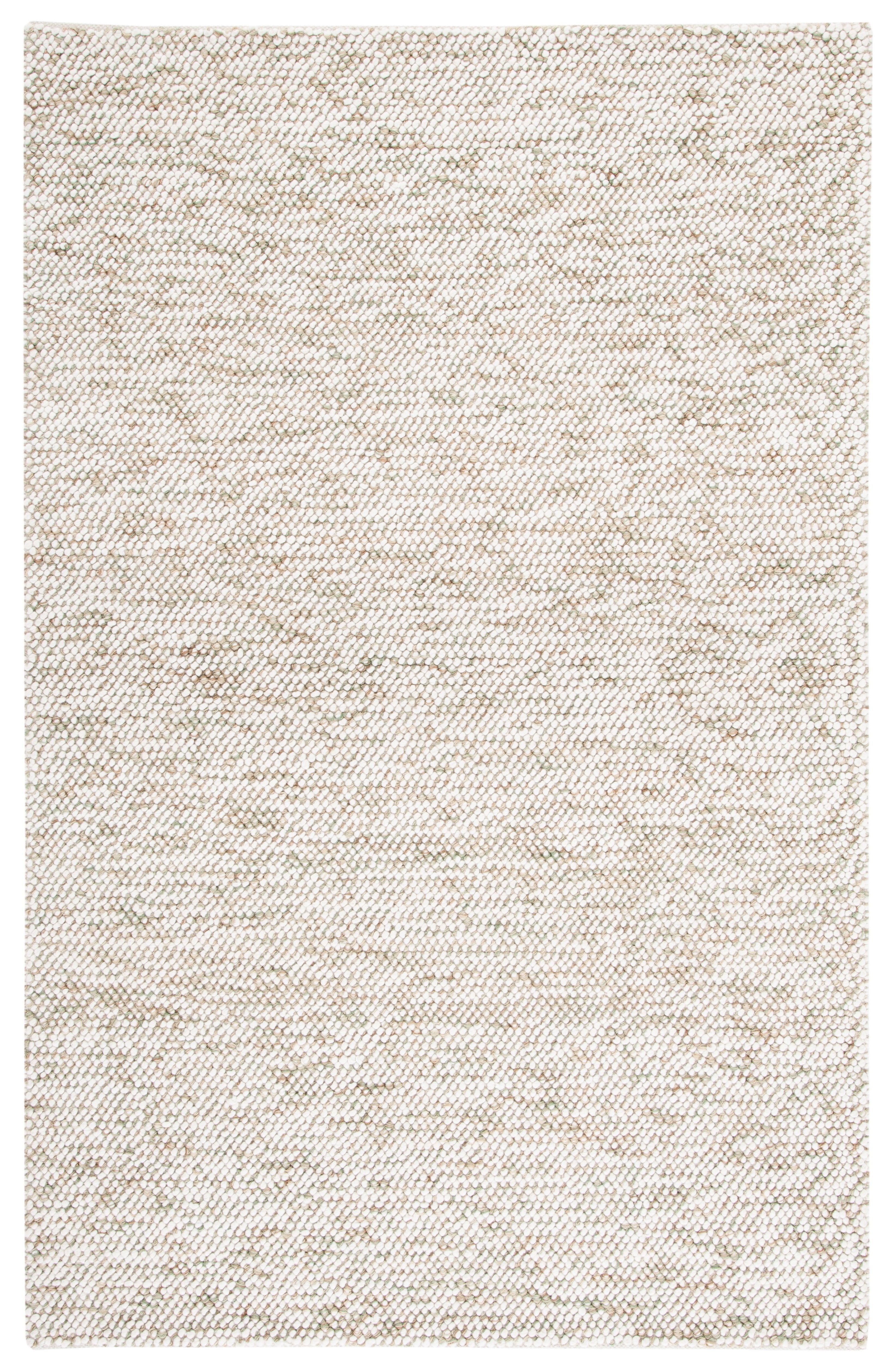 Sage and Ivory Handwoven Wool Area Rug 5' x 8'