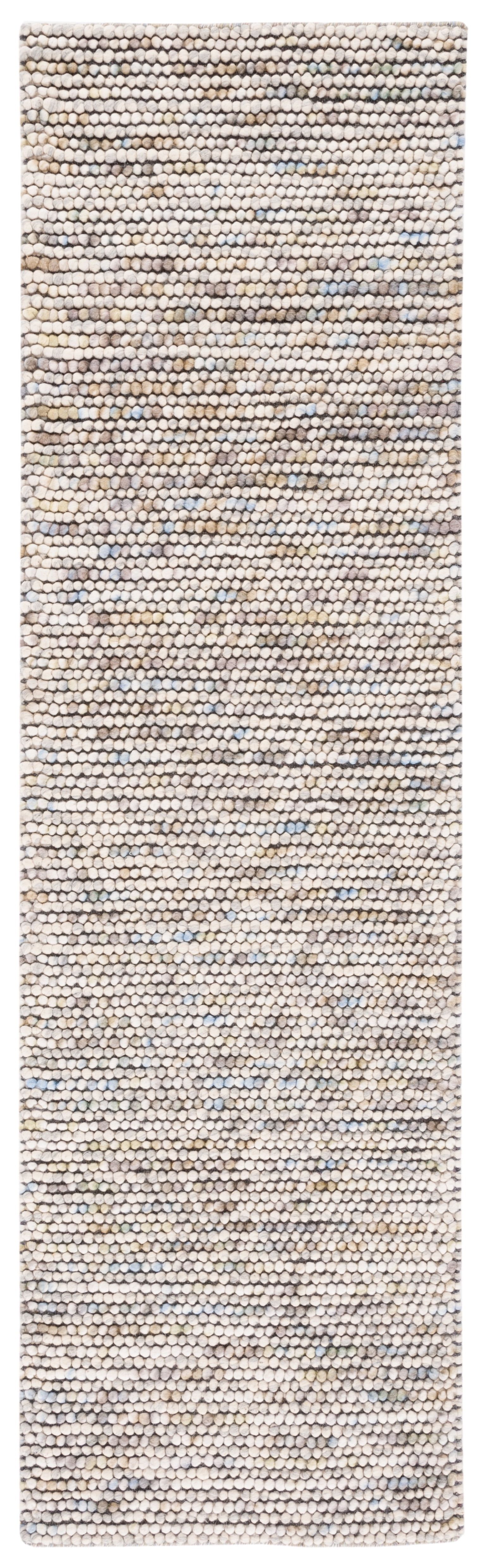 Ivory and Multicolor Handwoven Wool Runner Rug