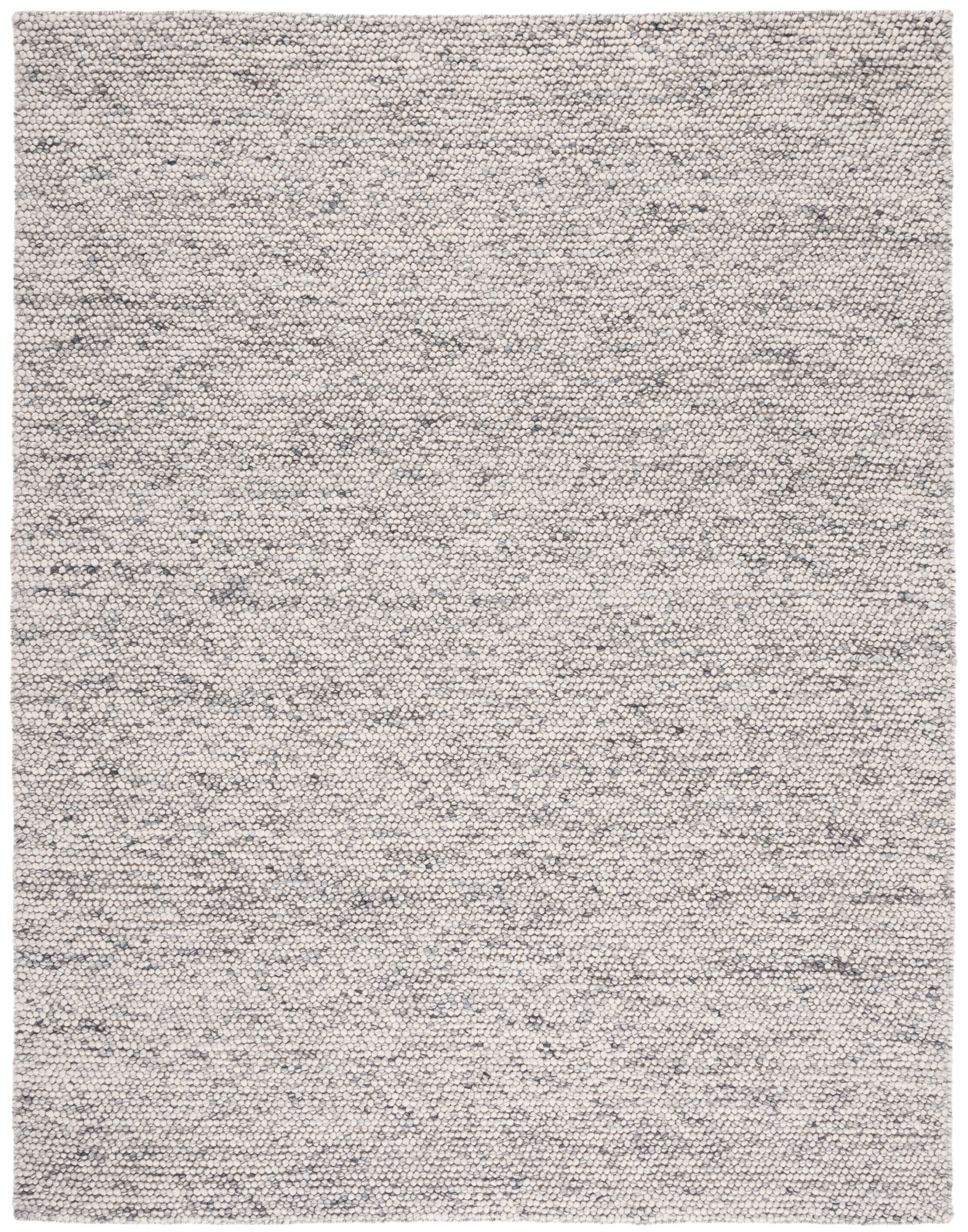 Handmade Light Grey and Ivory Wool Area Rug, 54" x 16"