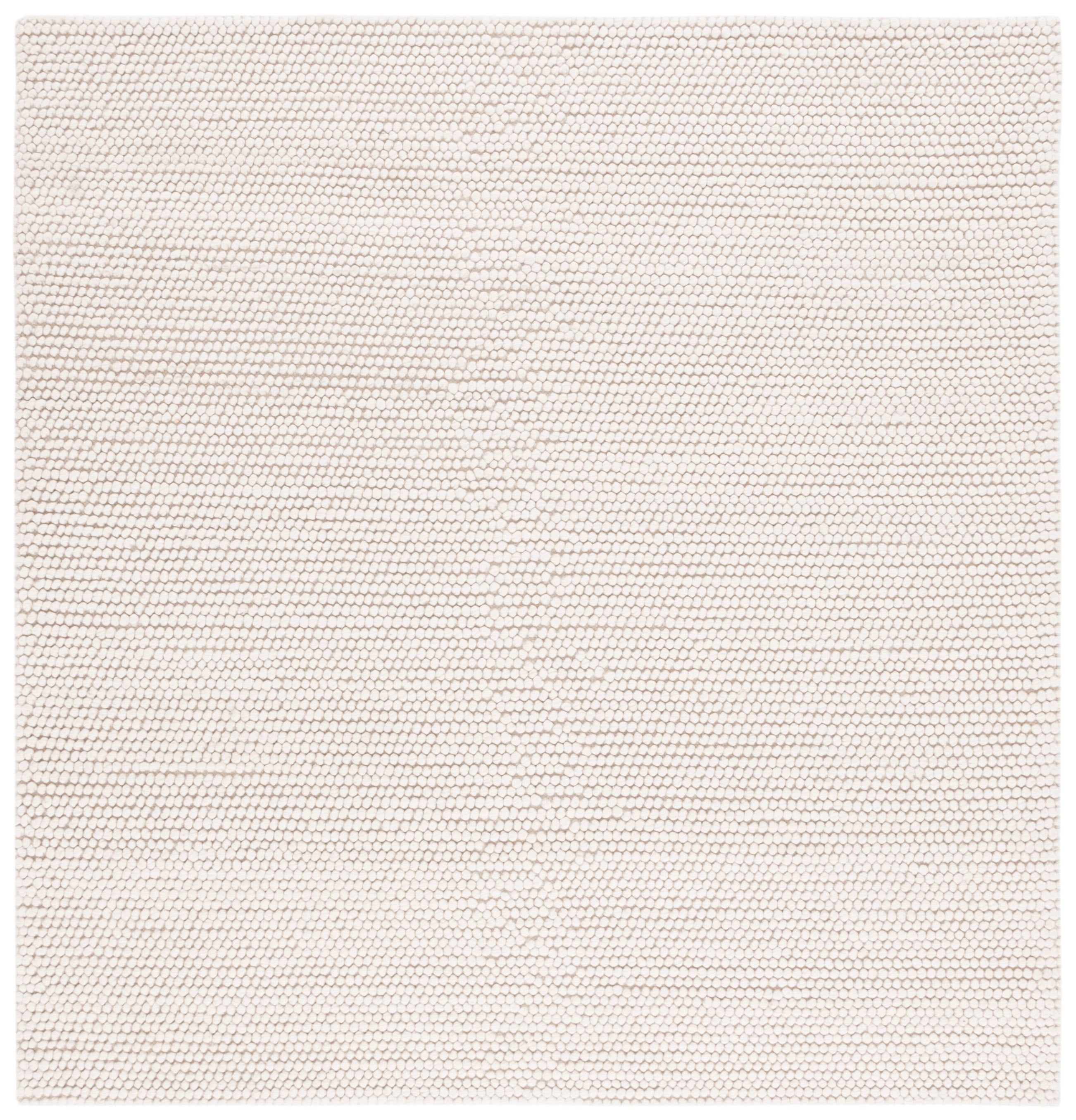 Hand-Tufted Ivory Wool & Synthetic 6' Square Braided Rug