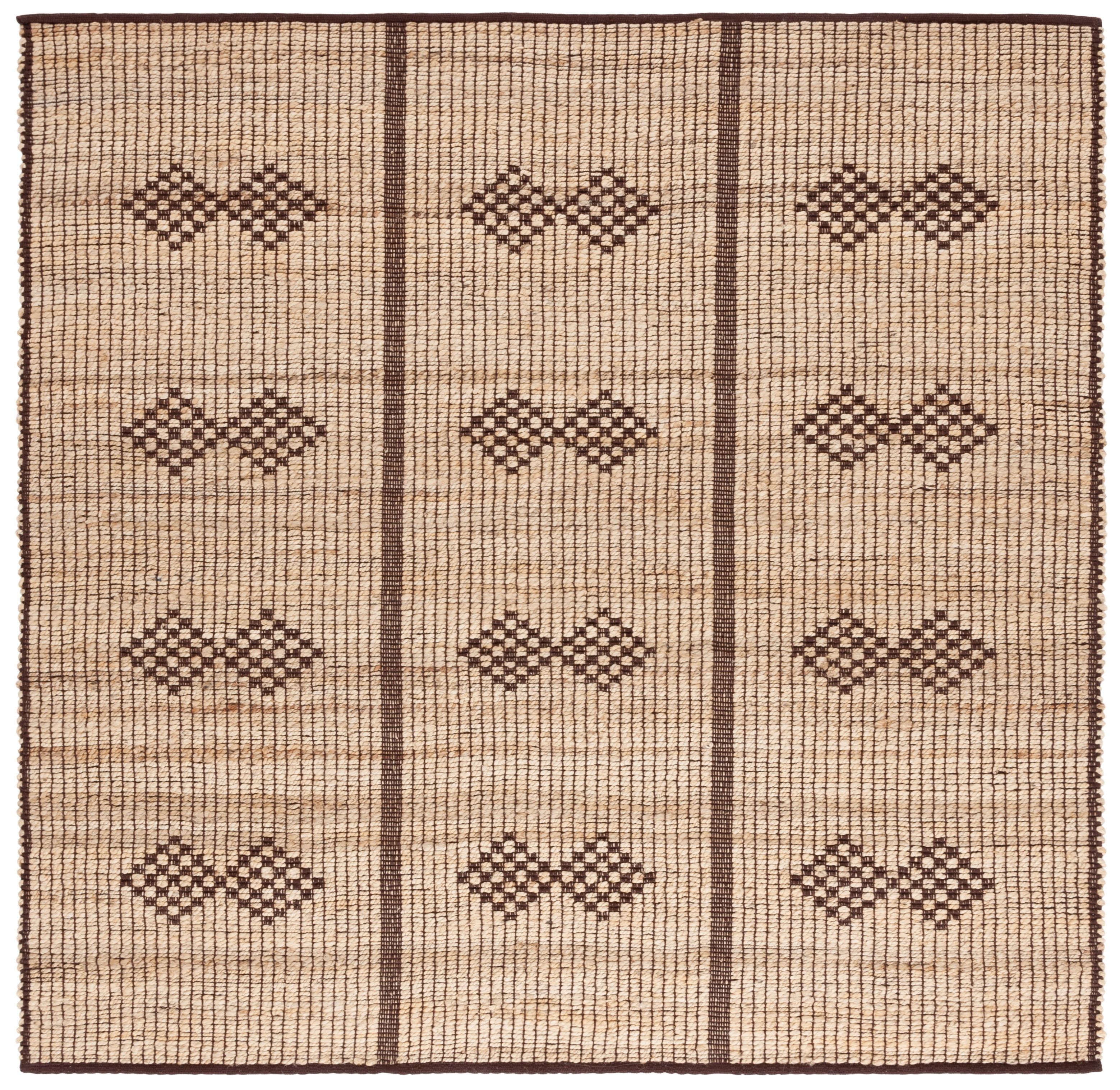 Natural Fiber Flat Weave Southwestern Square Area Rug, 6x6 ft, Natural & Brown