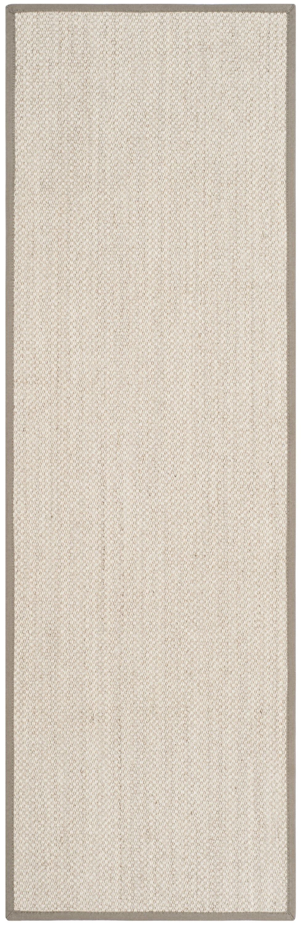 Marble & Khaki Braided Viscose Runner Rug 30" Handmade Non-Slip