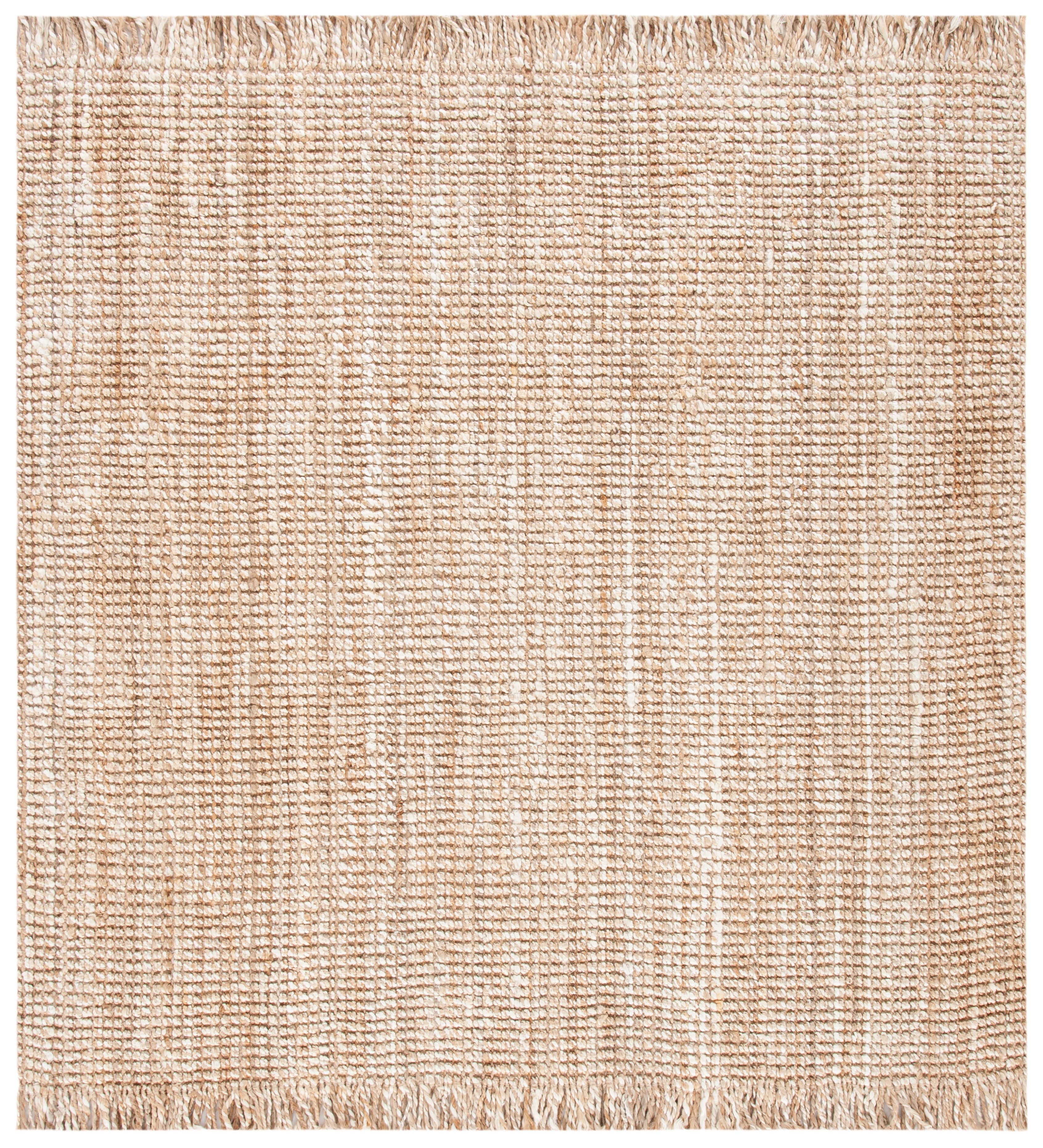 Bohemian Natural Beige Hand-Knotted Jute 6' Square Rug