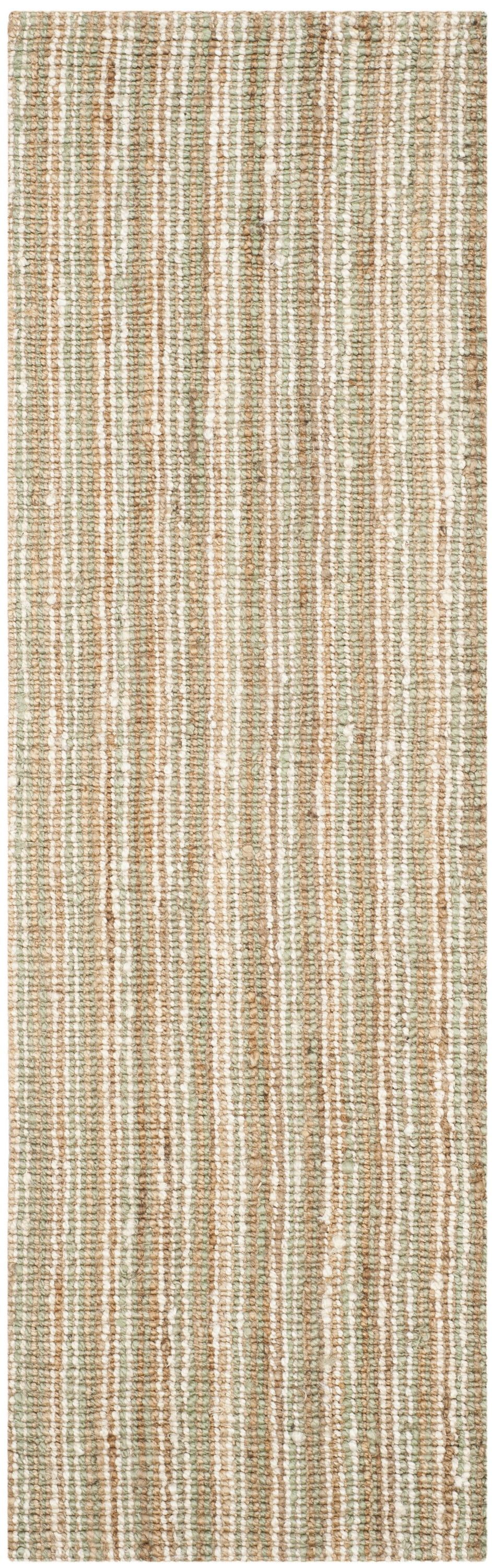 Sage and Natural Handwoven Jute 2'6" x 8' Runner Rug