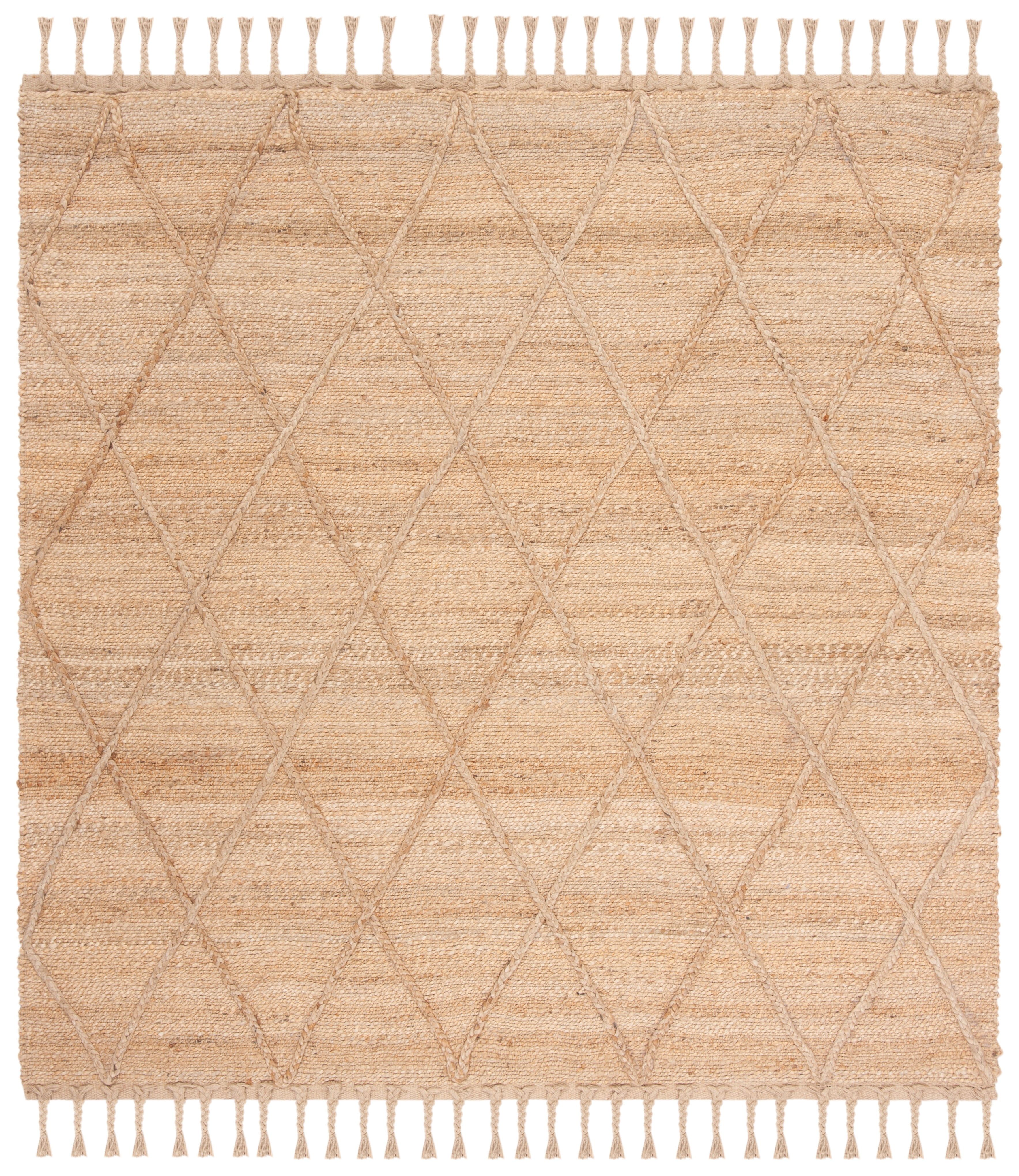 Hand-Knotted Natural Jute 4' Square Non-Slip Area Rug