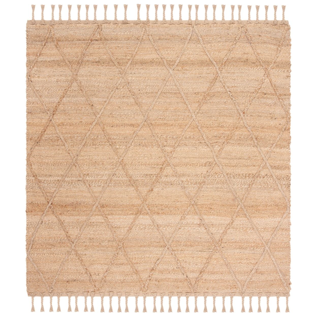 Hand-Knotted Natural Jute 4' Square Non-Slip Area Rug