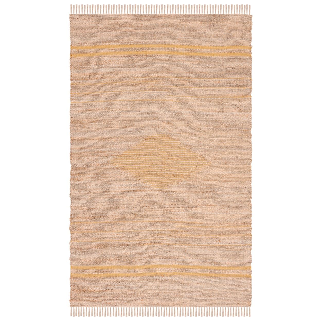 Bohemian Gold & Natural Hand-Woven Jute 9' x 12' Area Rug