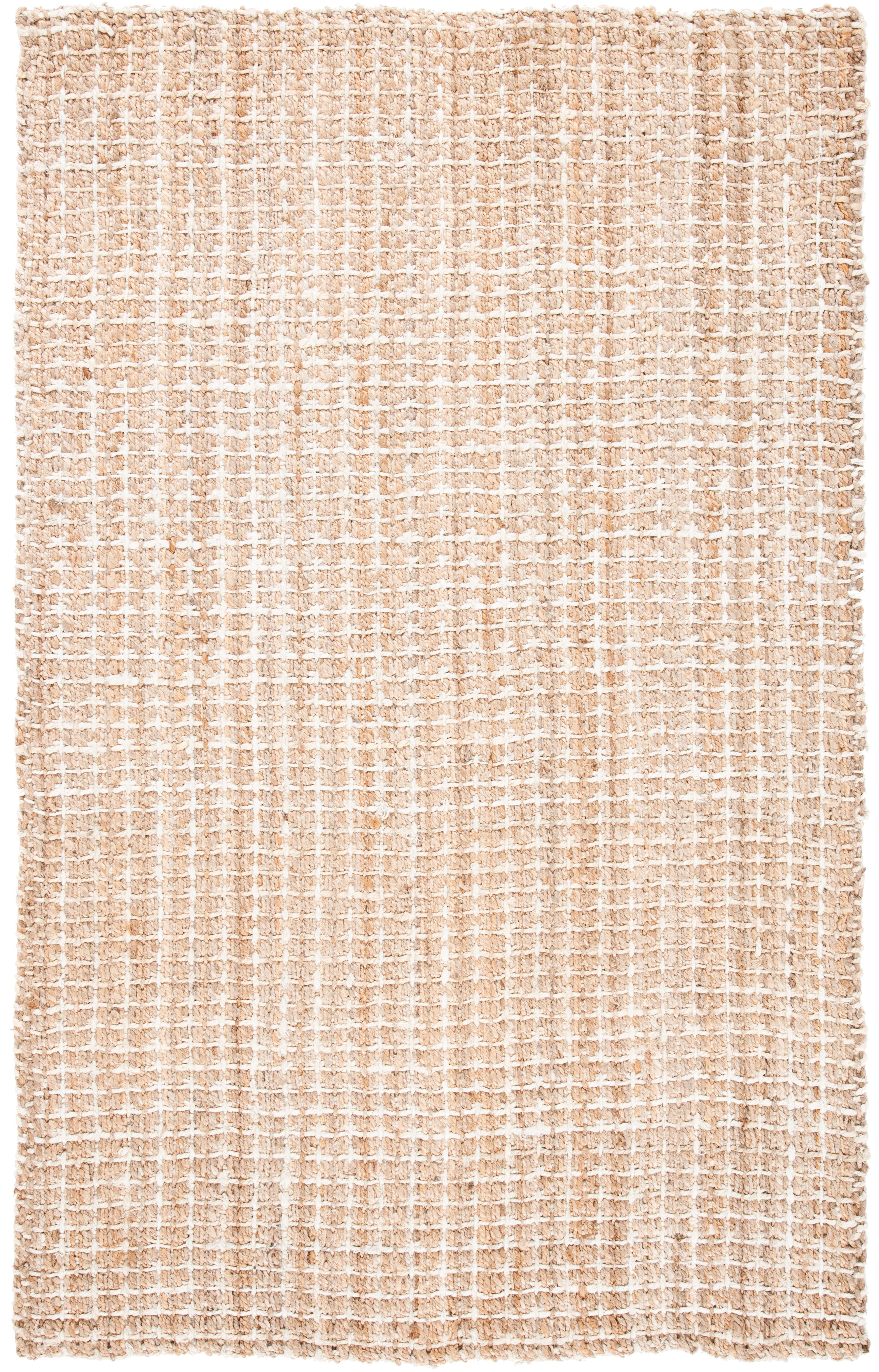 Ivory and Natural Hand-Woven Wool 8' x 10' Area Rug