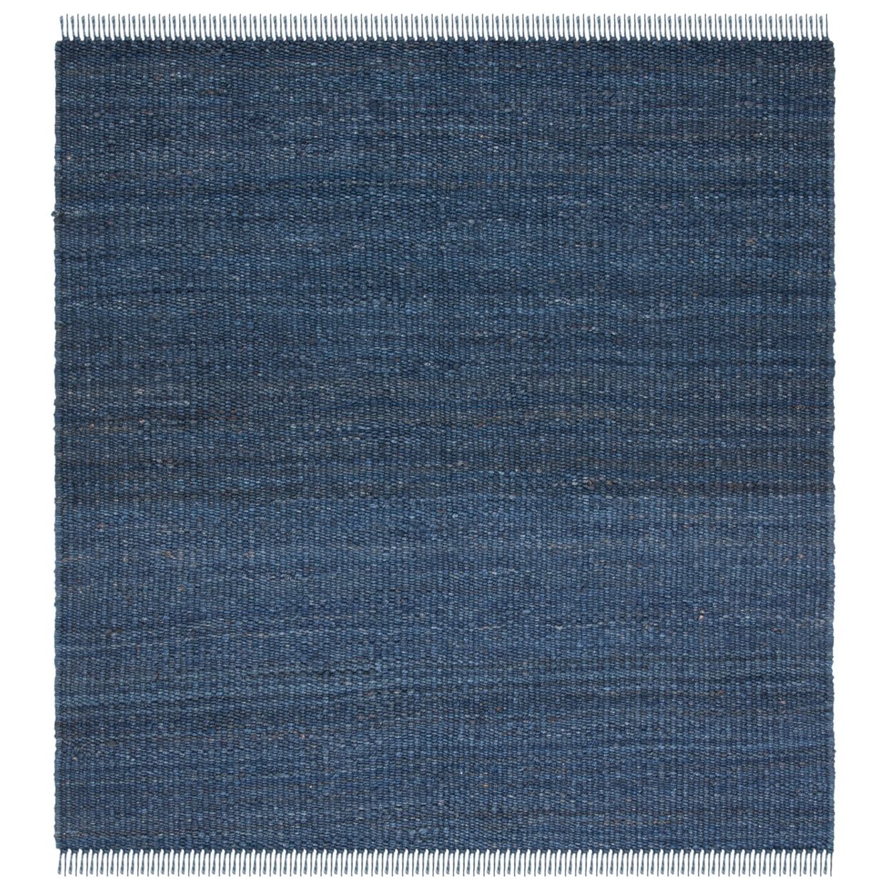 Handwoven Navy Jute 62'' Square Non-Slip Area Rug