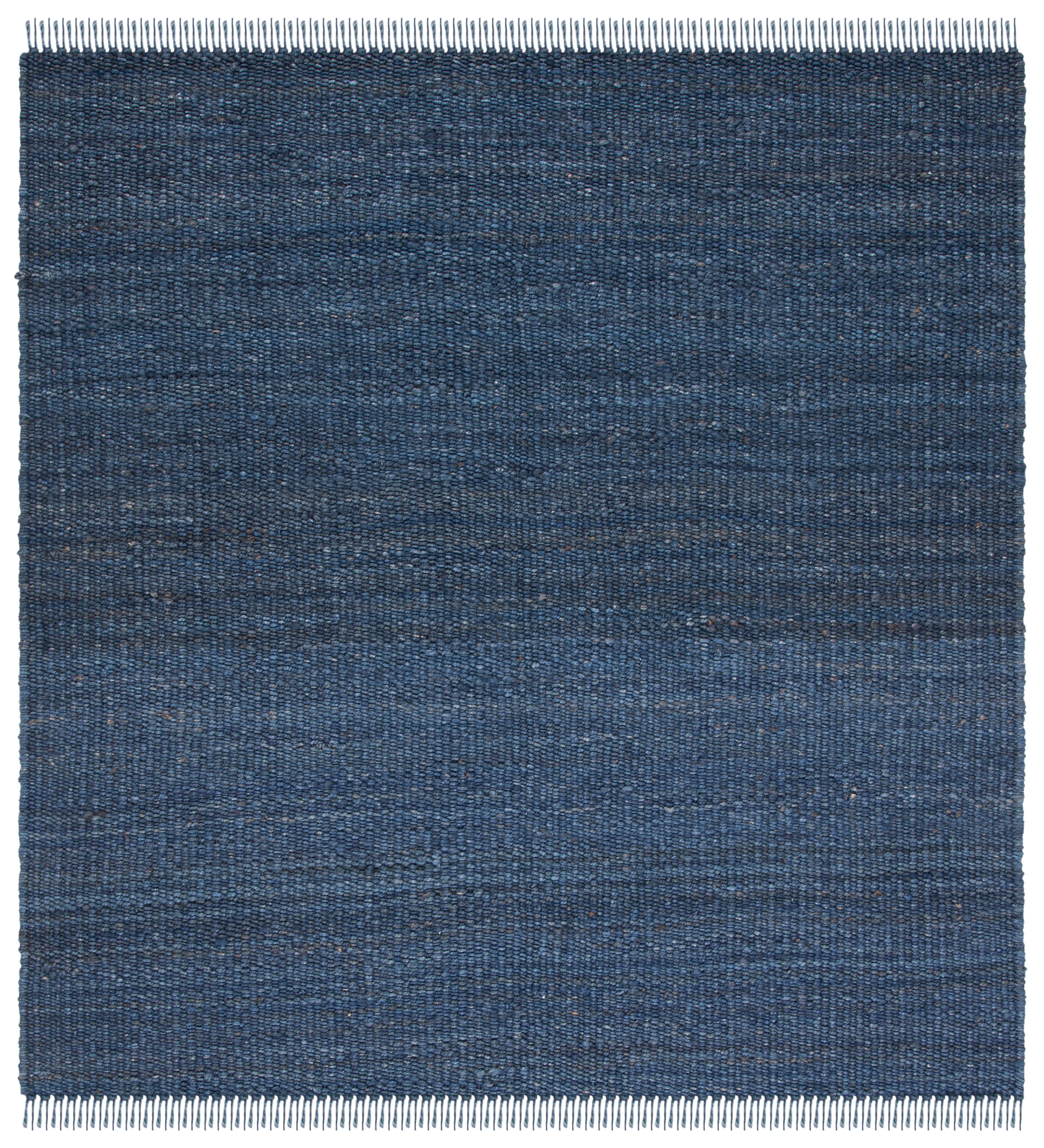 Handwoven Navy Jute 62'' Square Non-Slip Area Rug