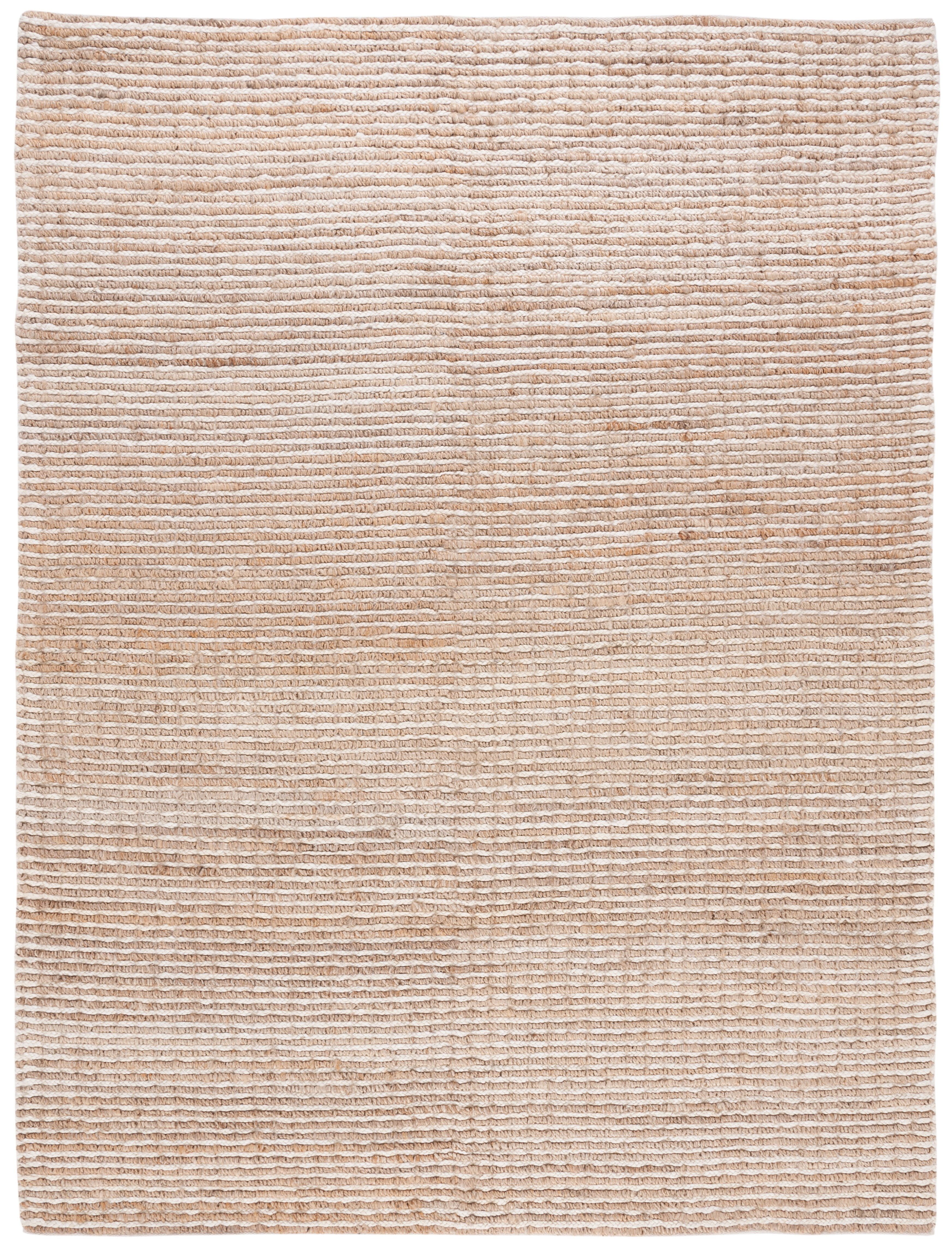 Ivory and Natural Flatweave Jute Area Rug, 8' x 10'