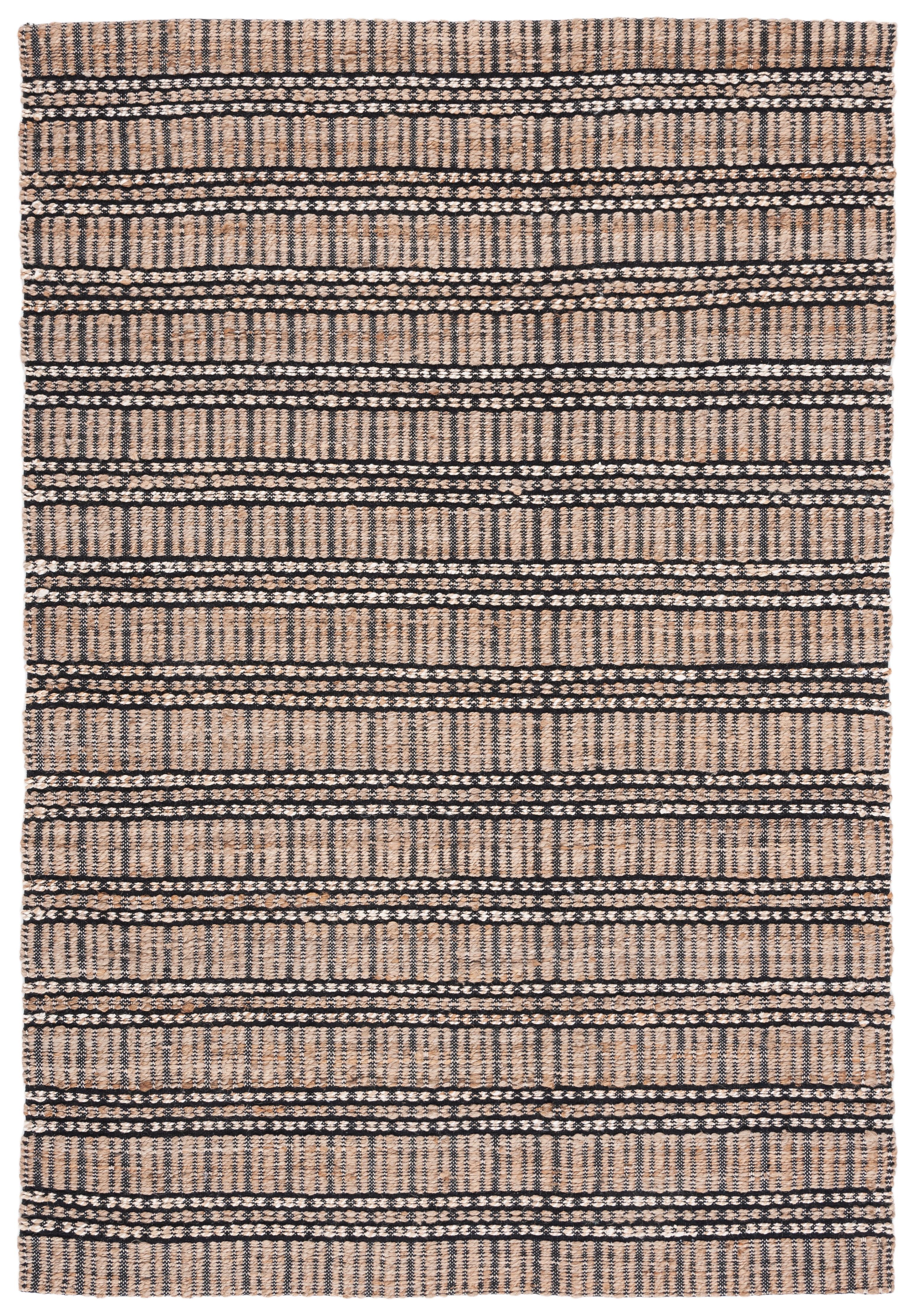 Black and Natural Flat Woven Cotton Area Rug, 9' x 12'