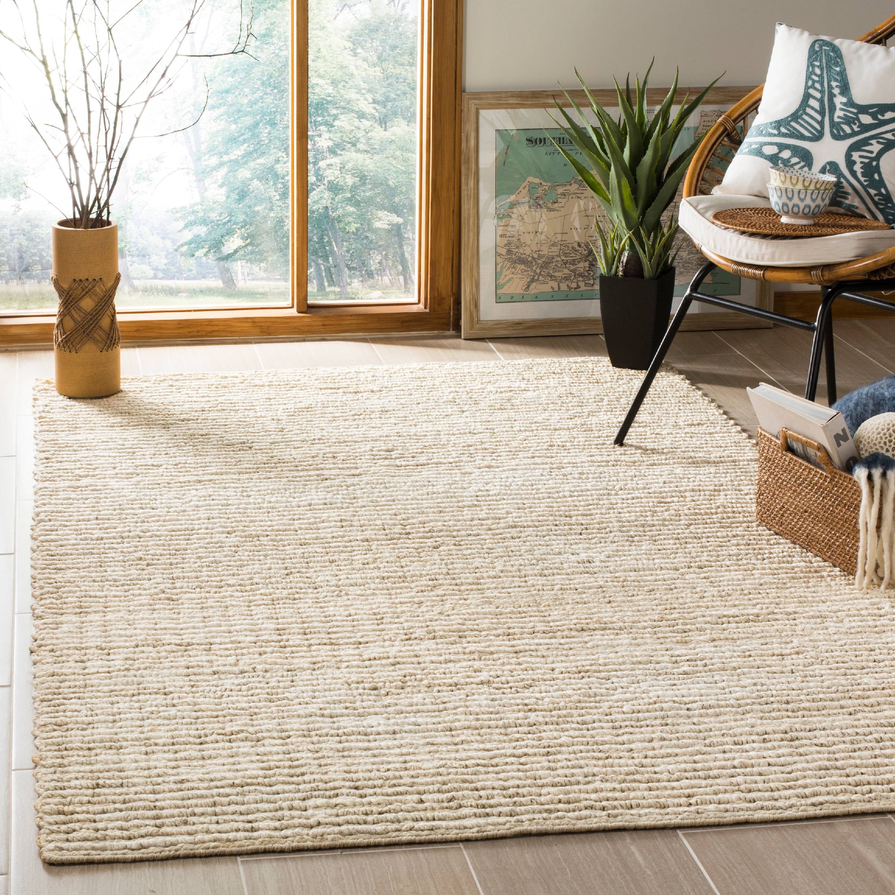 Ivory Handmade Tufted Jute 10' x 14' Non-Slip Area Rug