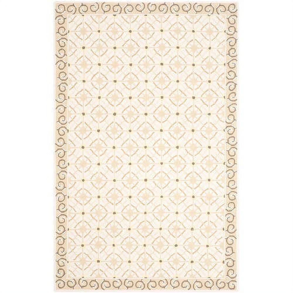 Handmade Taupe and Beige Wool Rectangular Area Rug