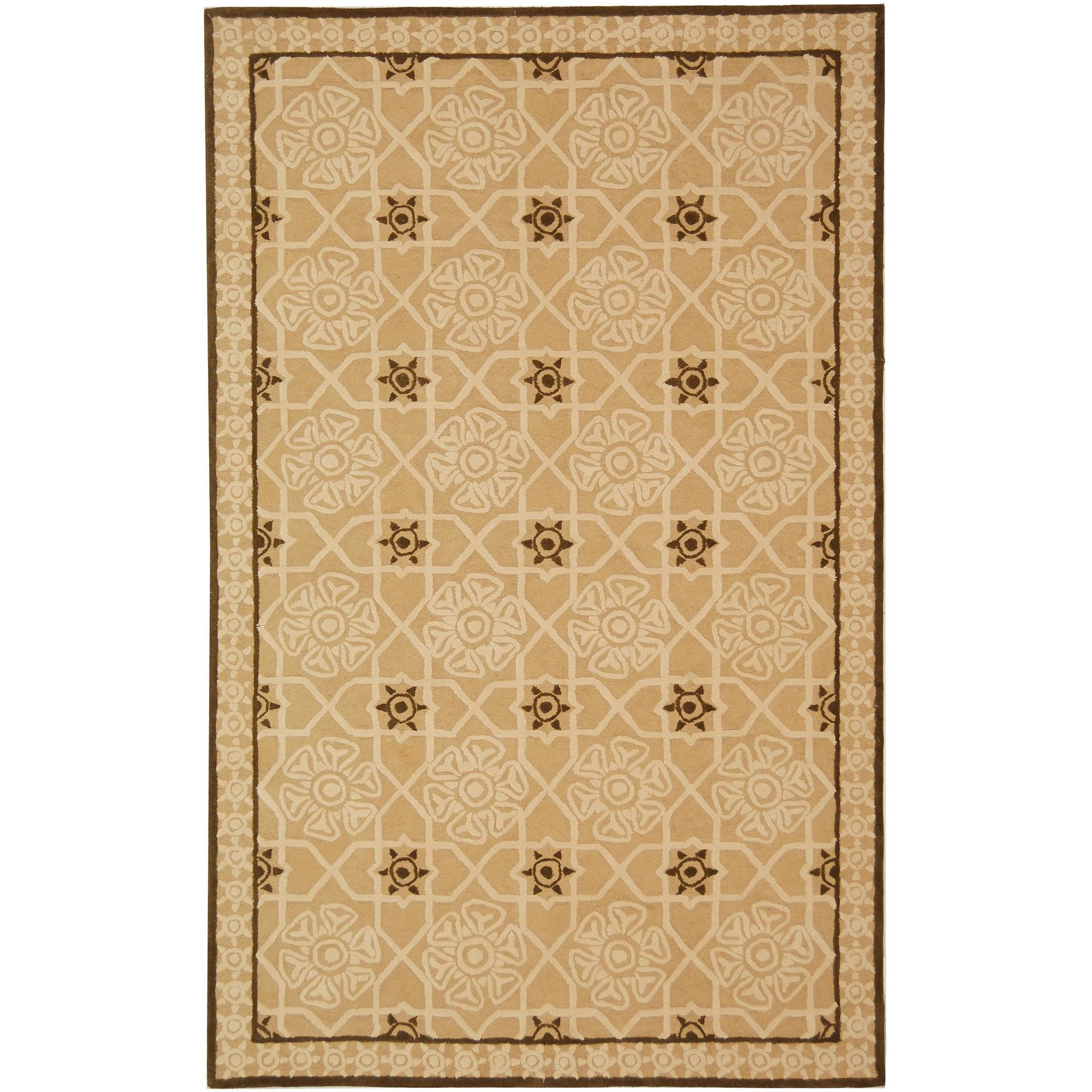 Beige Hand-Tufted Cotton Geometric Area Rug, 2'6" x 4'3"