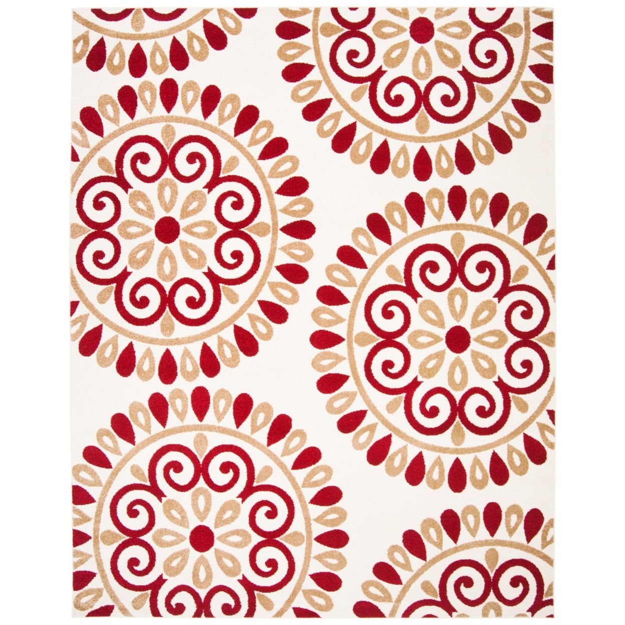 Handmade Cranberry and Cream Synthetic 8' x 10' Rug