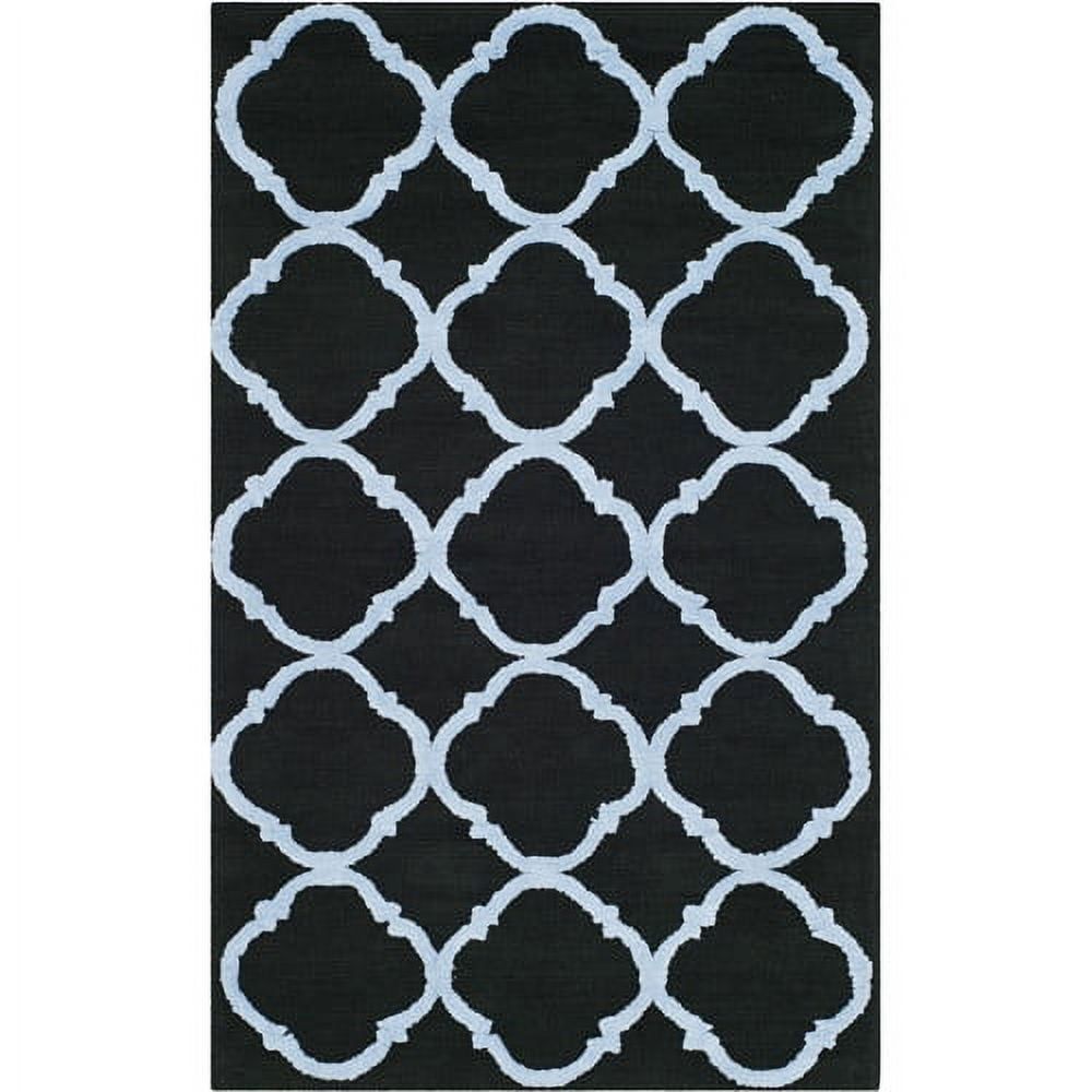 Handmade Black Cotton Tufted Square Non-slip Rug