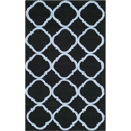 Handmade Black Cotton Tufted Square Non-slip Rug