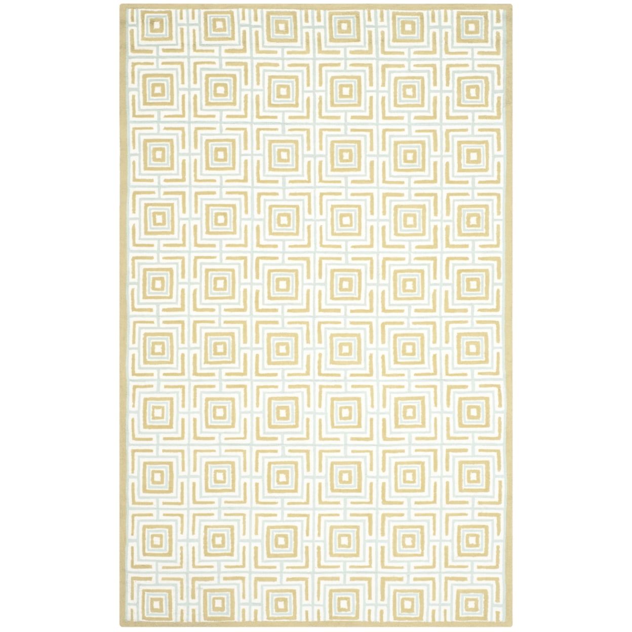 Handmade Light Blue and Olive Tufted Rectangular Rug