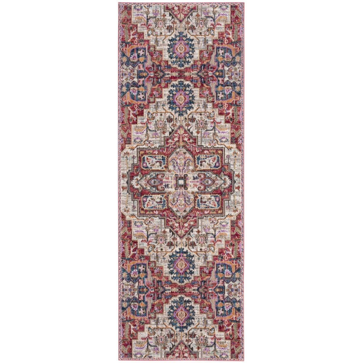 Reversible Rectangular Cotton-Blend Red Area Rug, 8' x 10'
