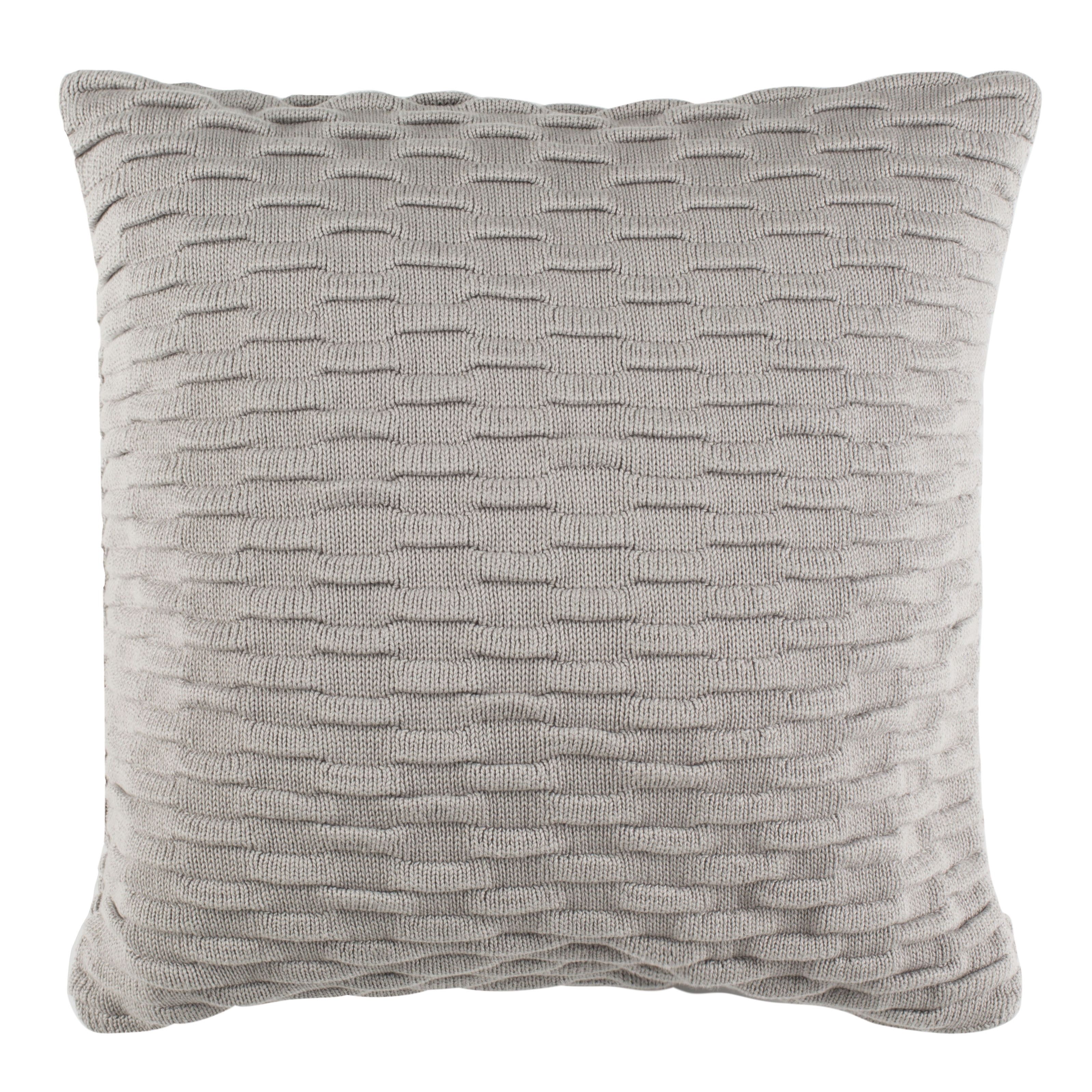 Noela 20" Gray Textured Cotton Throw Pillow