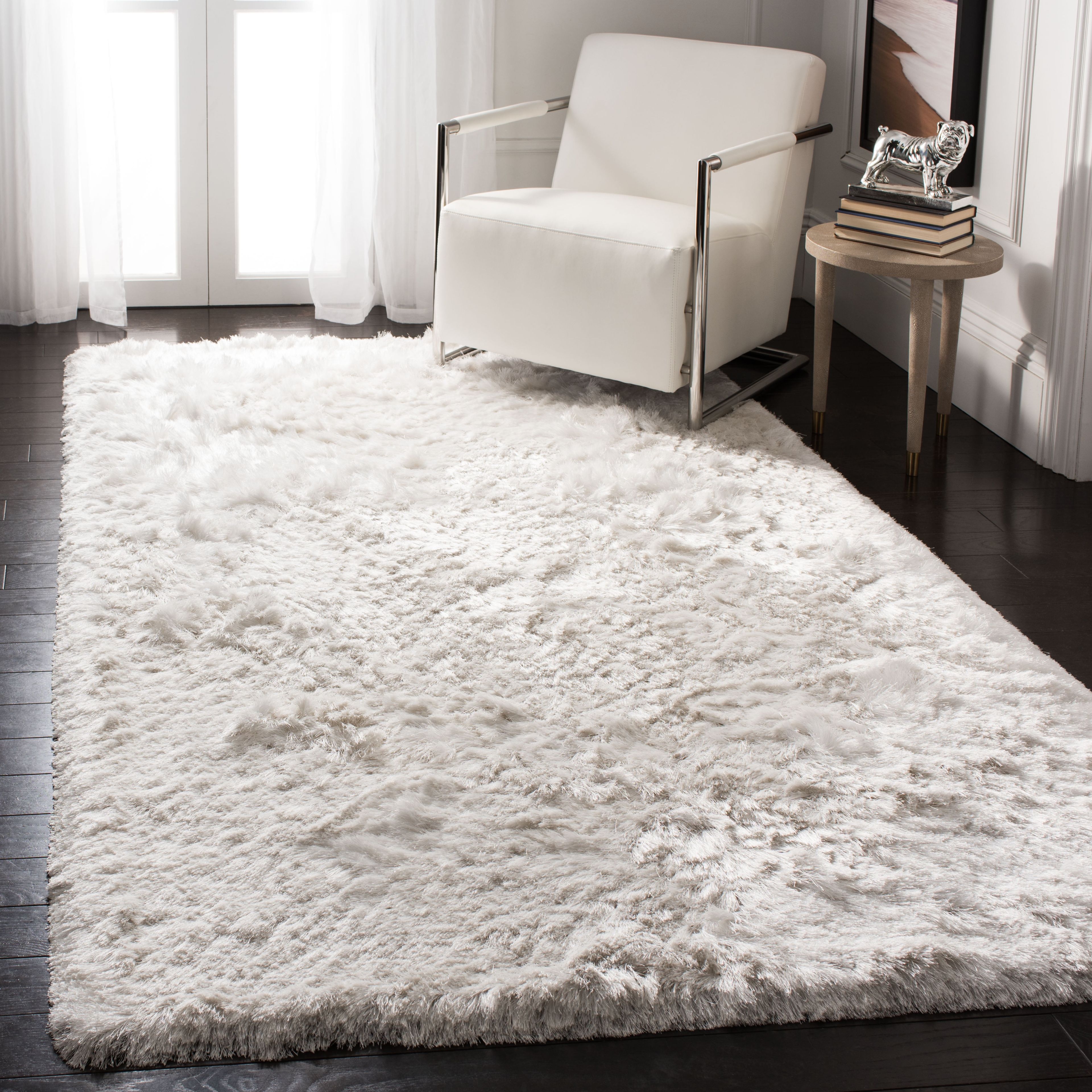 Ivory Hand-Tufted Shag Synthetic 9' x 12' Area Rug