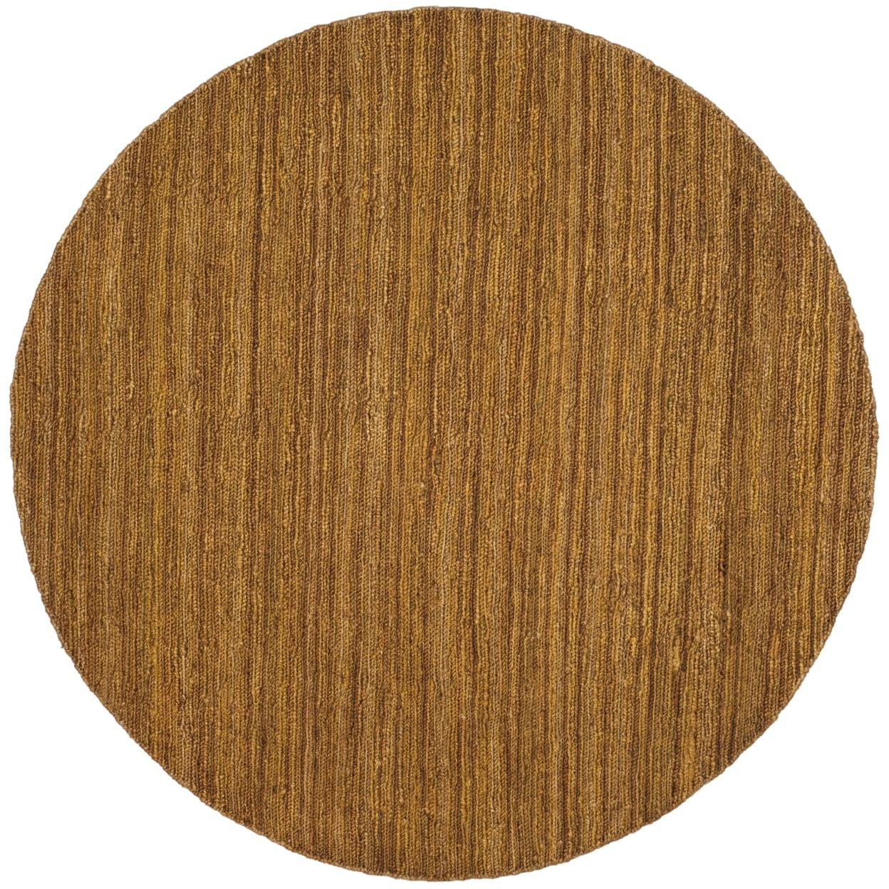 Handmade Gold Round Jute Area Rug, 6' x 6'