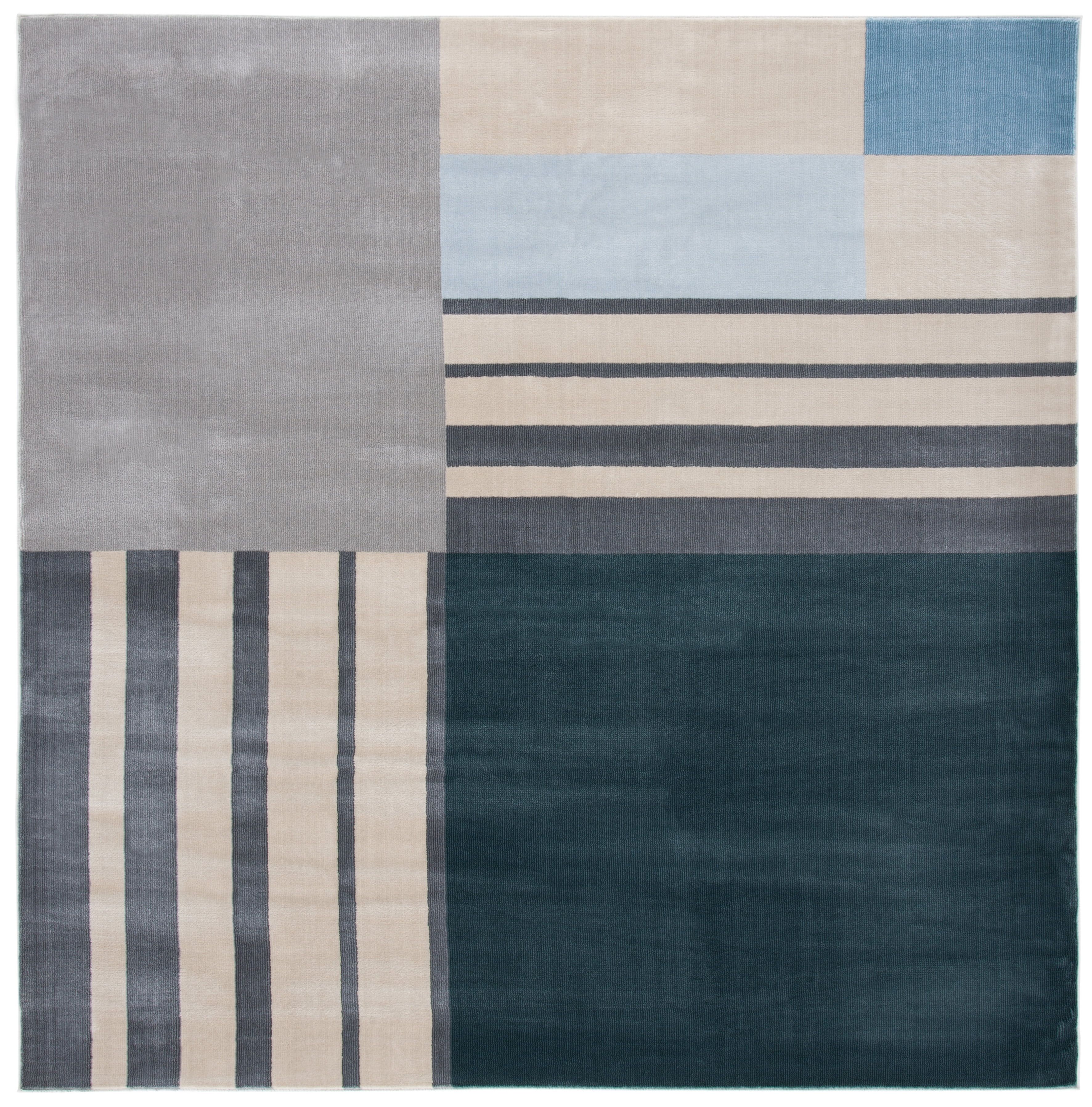 Orwell Charcoal Gray 80" Abstract Square Easy-Care Rug