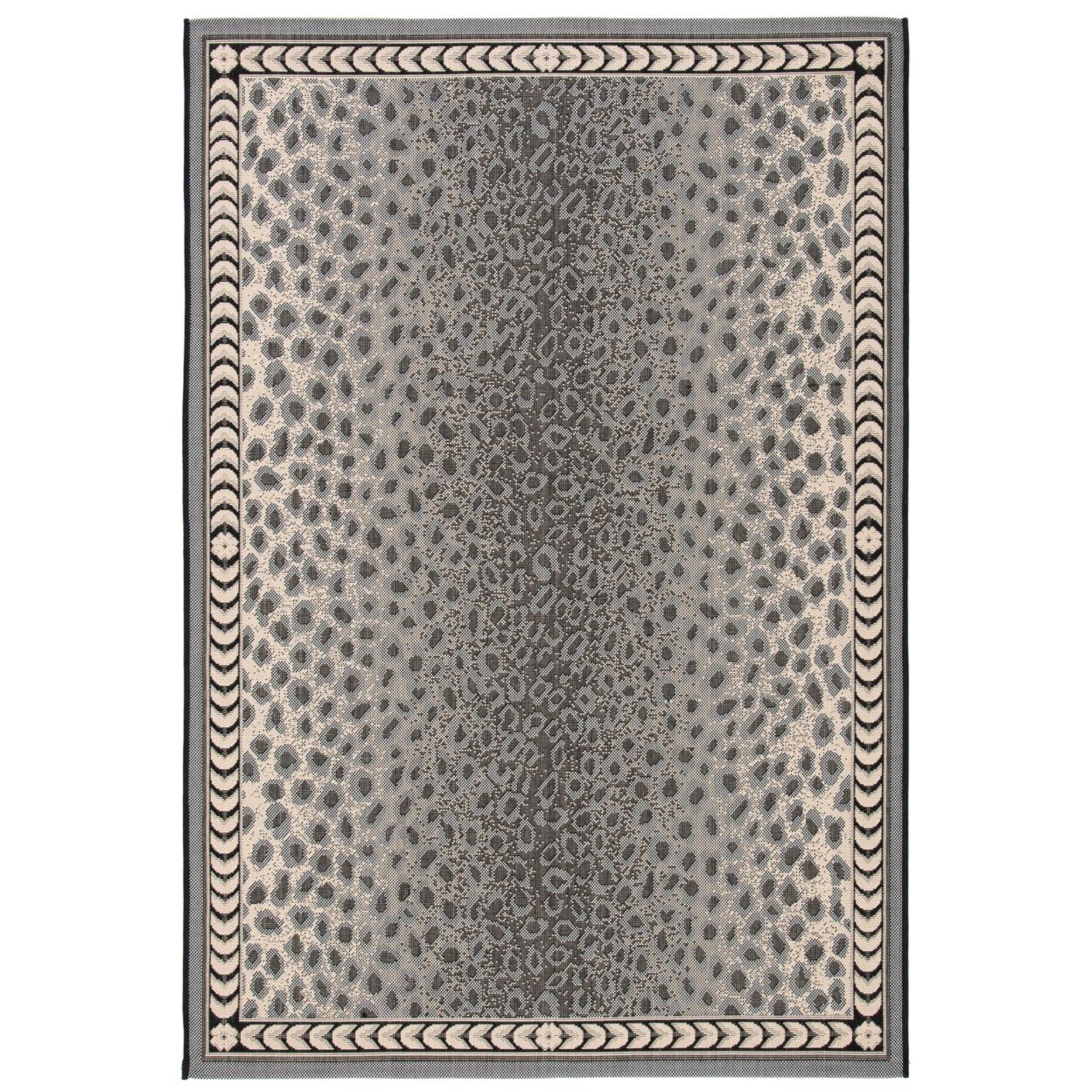 Gray and Black Spotted Synthetic Indoor/Outdoor Area Rug, 9' x 12'