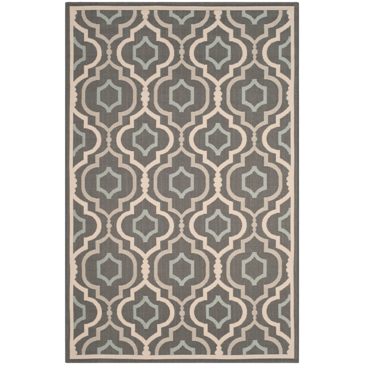 Courtyard Chic 59" Grey Synthetic Rectangular Easy-Care Rug