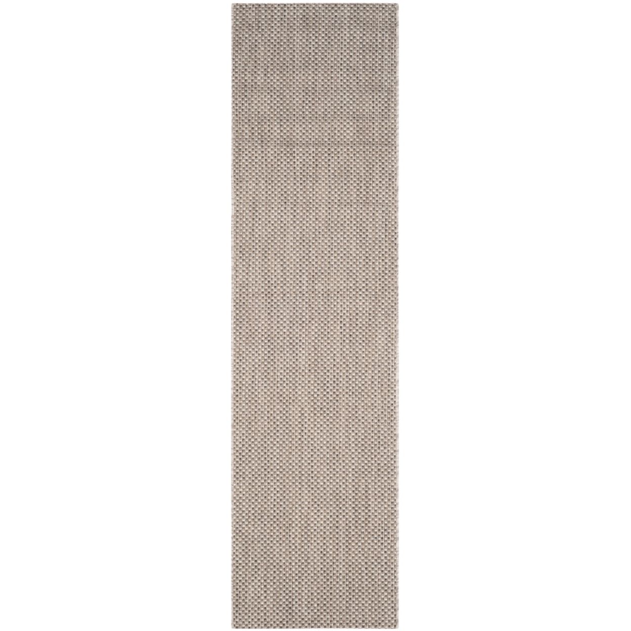 Beige and Brown 27'' Non-Slip Synthetic Courtyard Rug