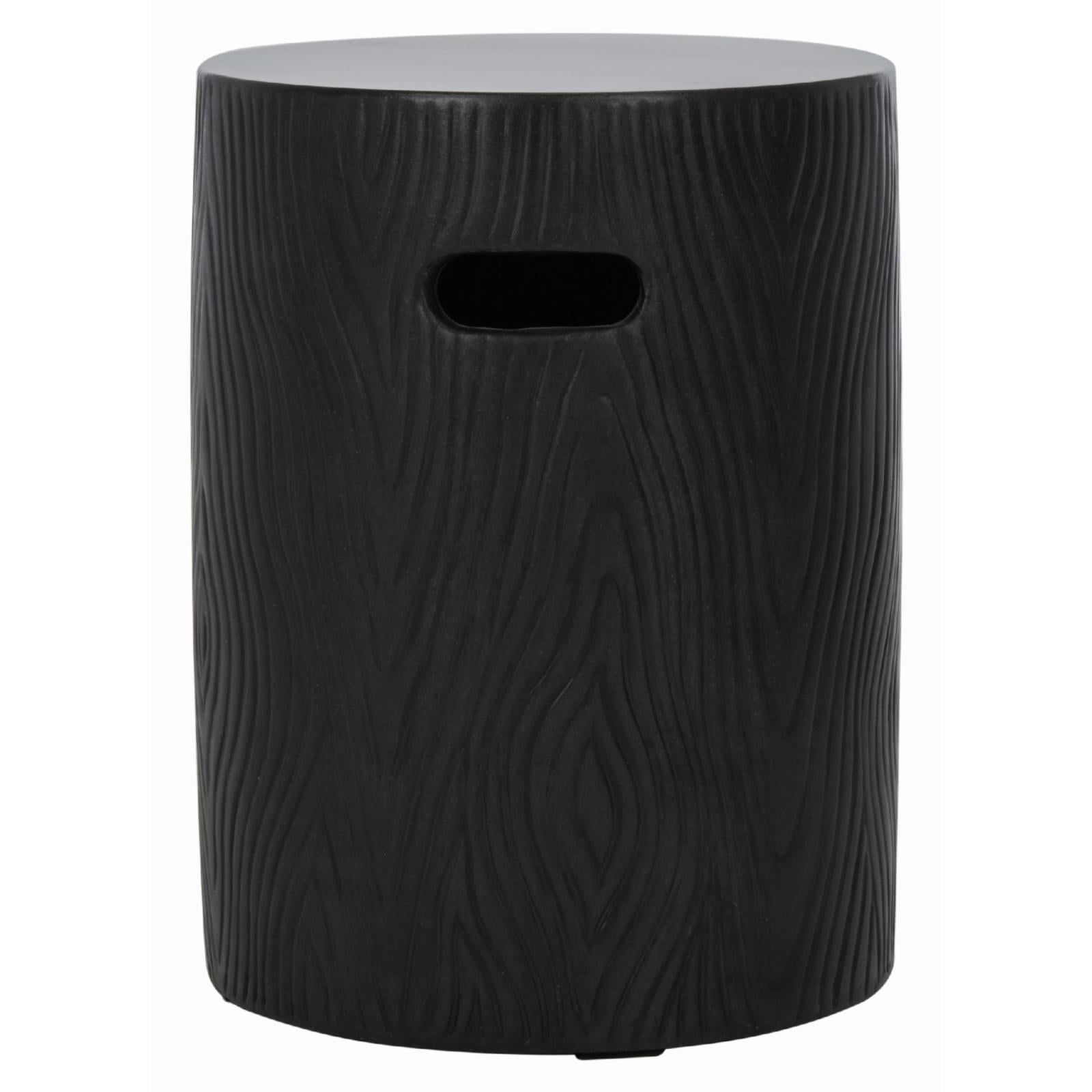 Trunk Black Concrete Round Accent Table, 20"