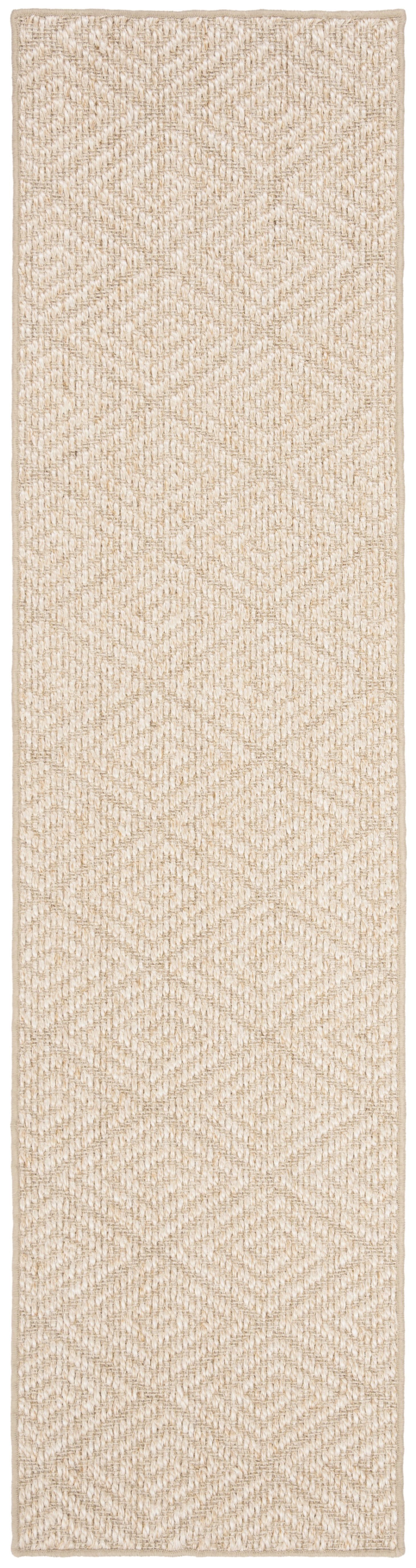 Beige Geometric Sisal Runner Rug, 2' x 8'