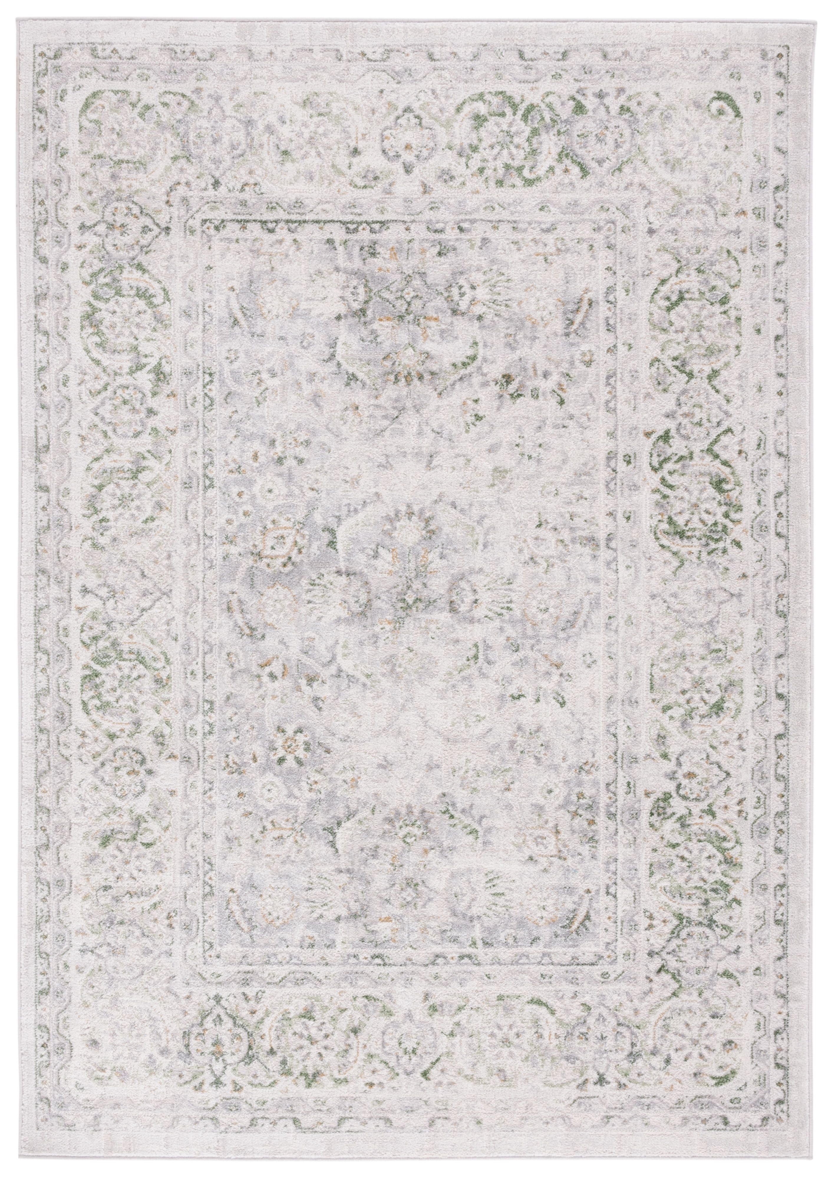 Palma Beige and Green Stain-Resistant Synthetic Area Rug