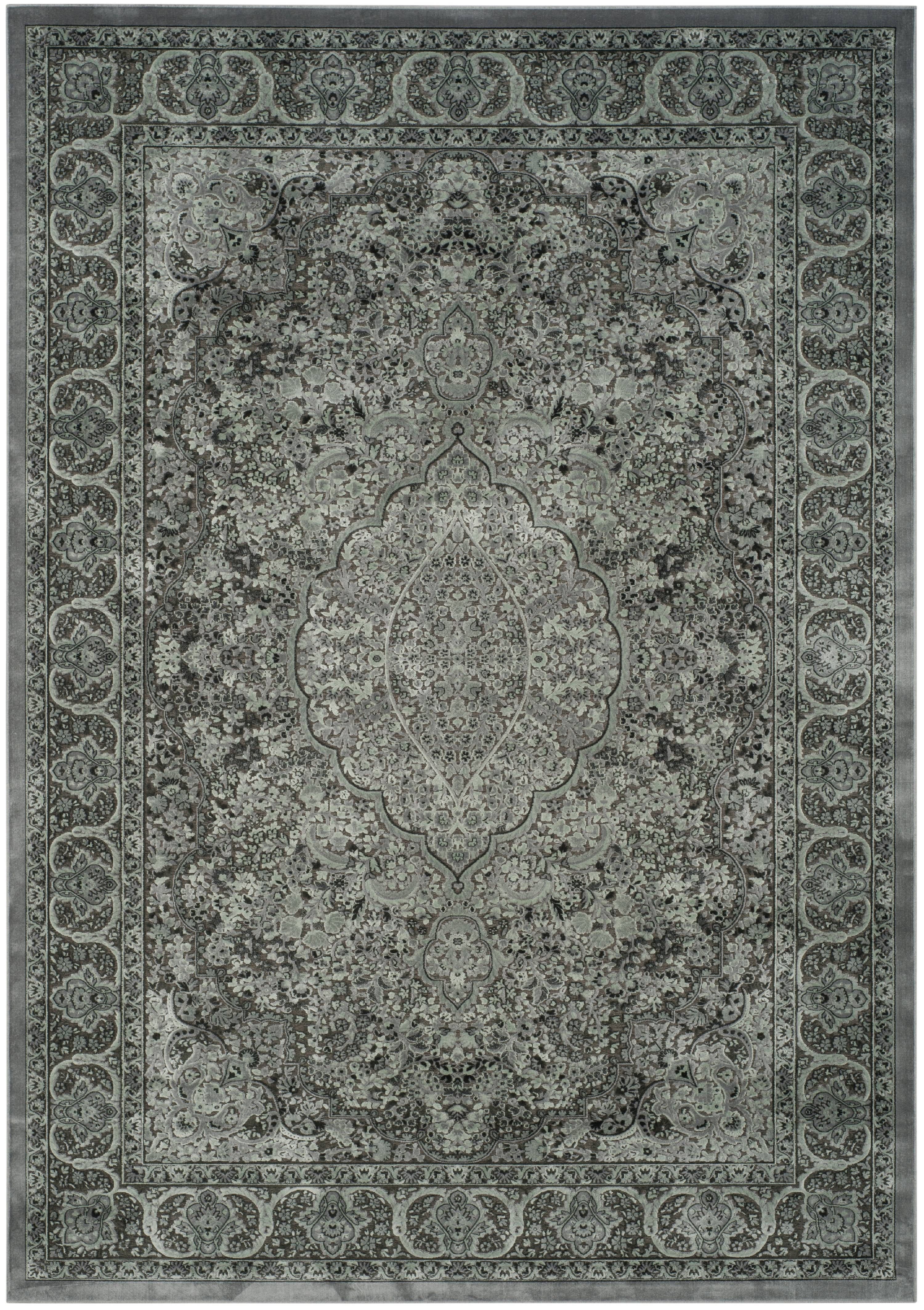 Reversible Luxe Light Grey & Anthracite Wool-Silk Blend Area Rug, 8' x 11'2"