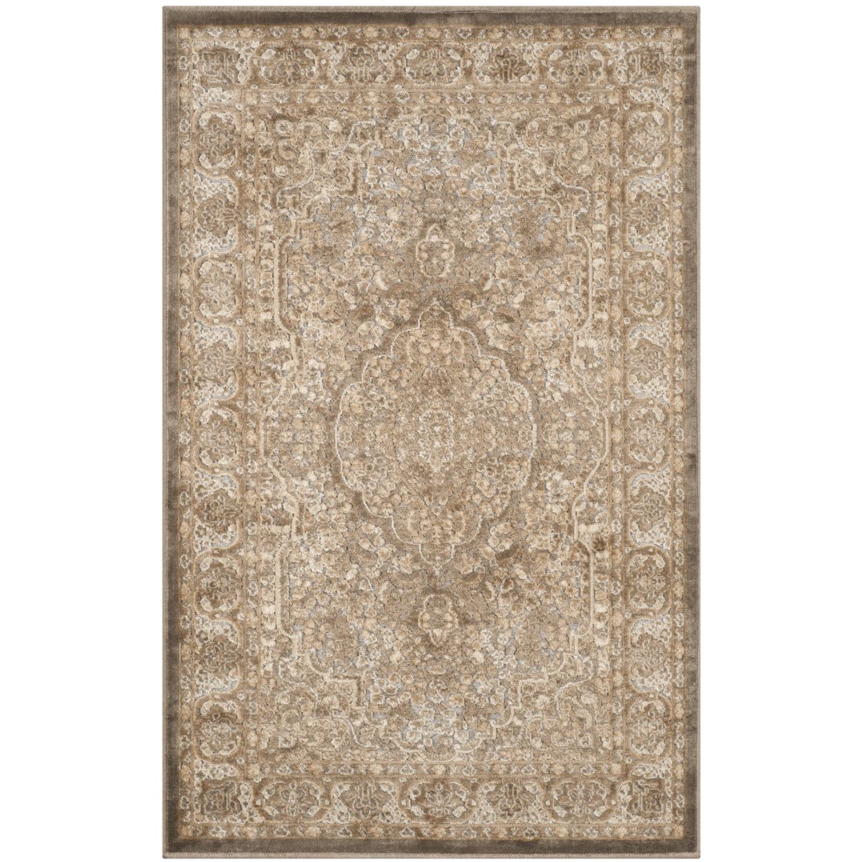 Mouse and Silver Rectangular Viscose Chenille Area Rug