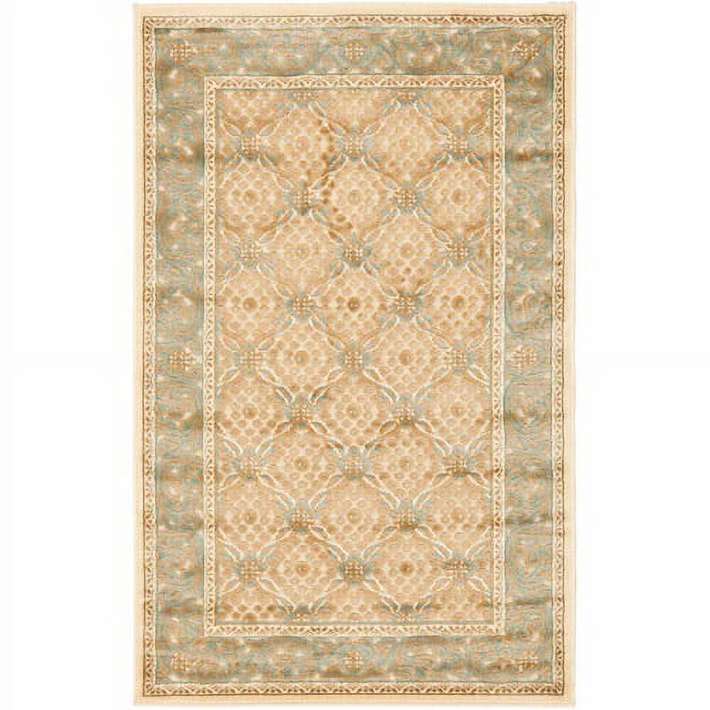 Cream Reversible Rectangular Viscose Chenille Area Rug