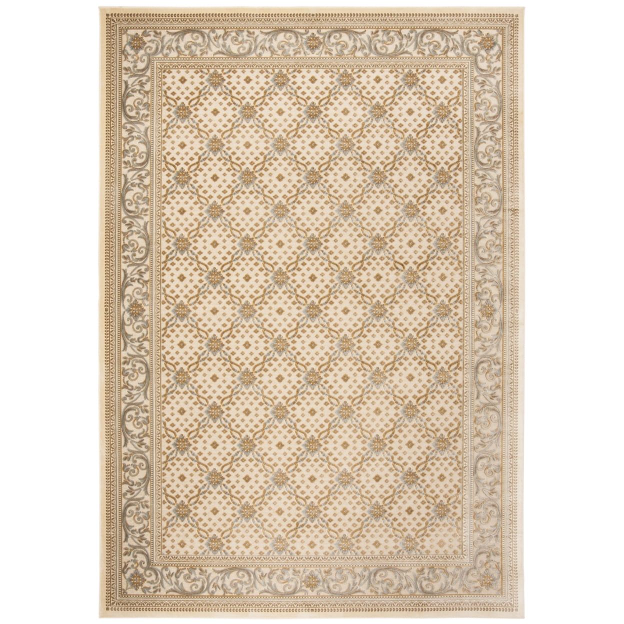 Creme Rectangular Viscose Chenille Silk Area Rug, 8' x 11'2"