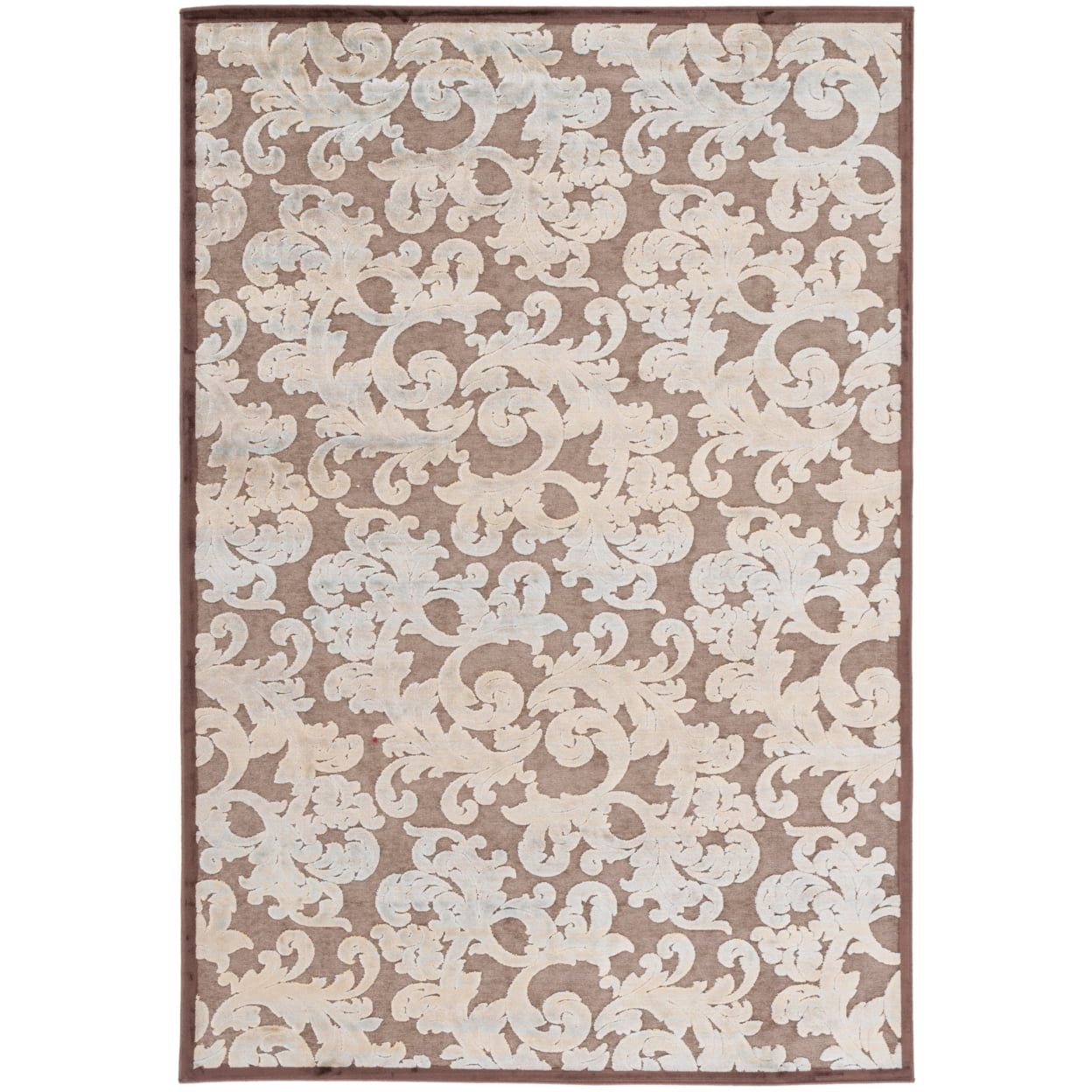 Kalisha Dark Brown Floral Wool and Viscose Area Rug