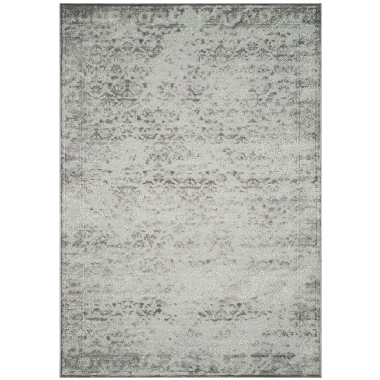 Gray Floral Motif Viscose Chenille Area Rug, 8' x 11'2"