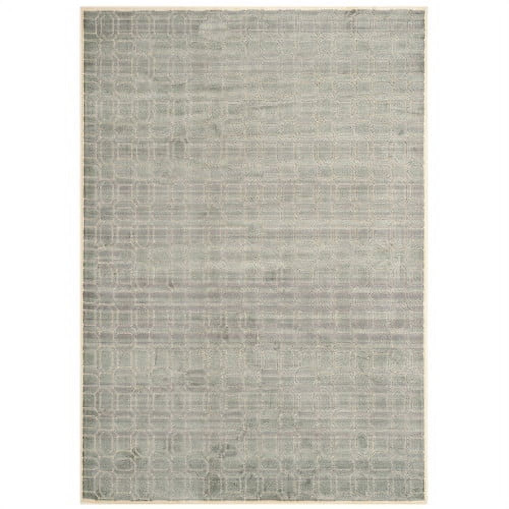 Gray Geometric Viscose and Silk Area Rug, 5'3" x 7'6"