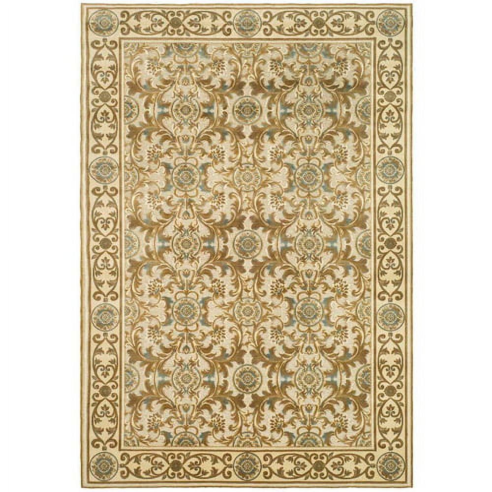 Ivory Floral Hand-Knotted Viscose Chenille Rug, 2'7" x 4'