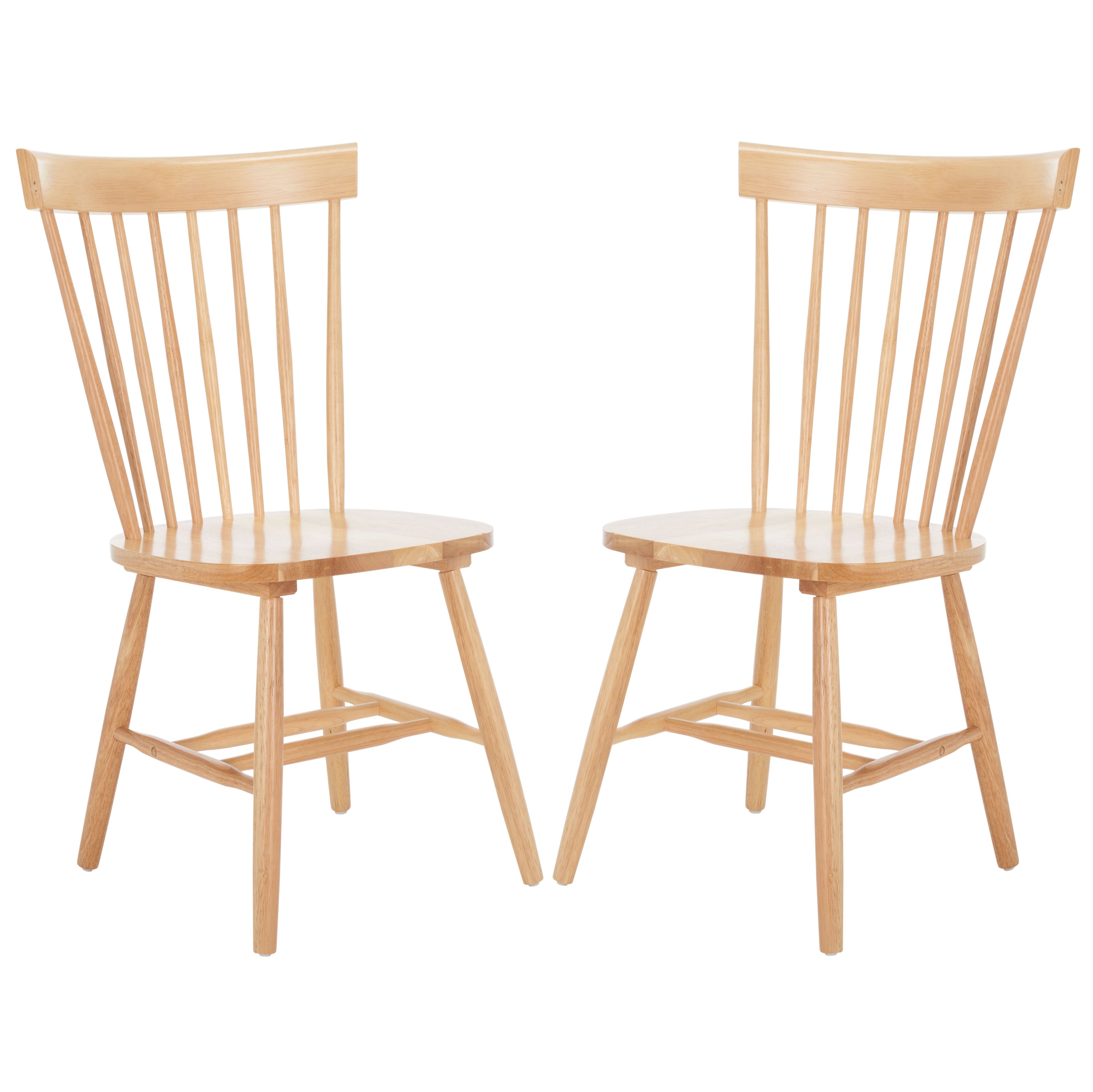 Natural Wood Low Windsor Slat Back Side Chair Set