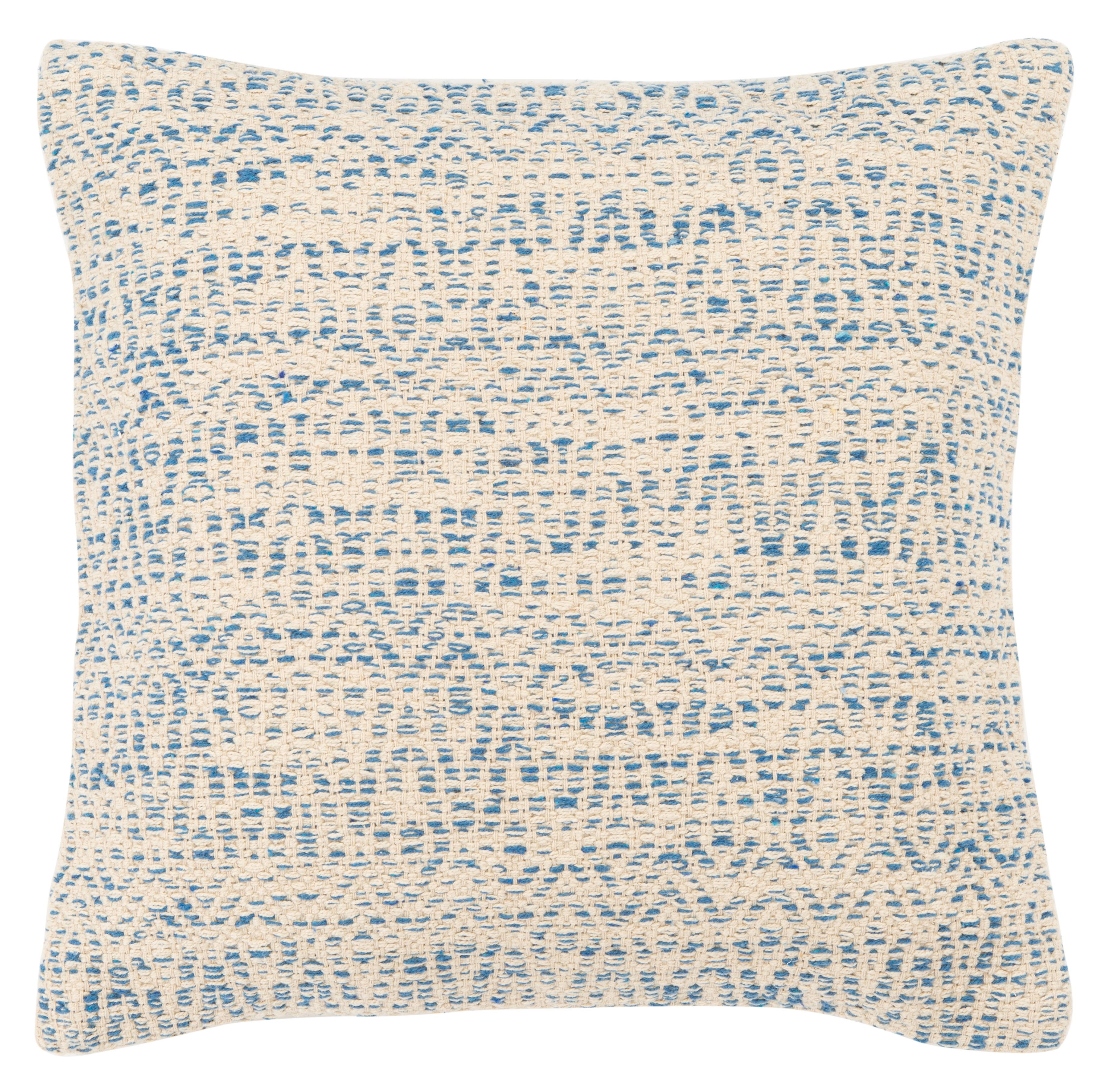 Parvati Blue Distressed Geometric Cotton Accent Pillow