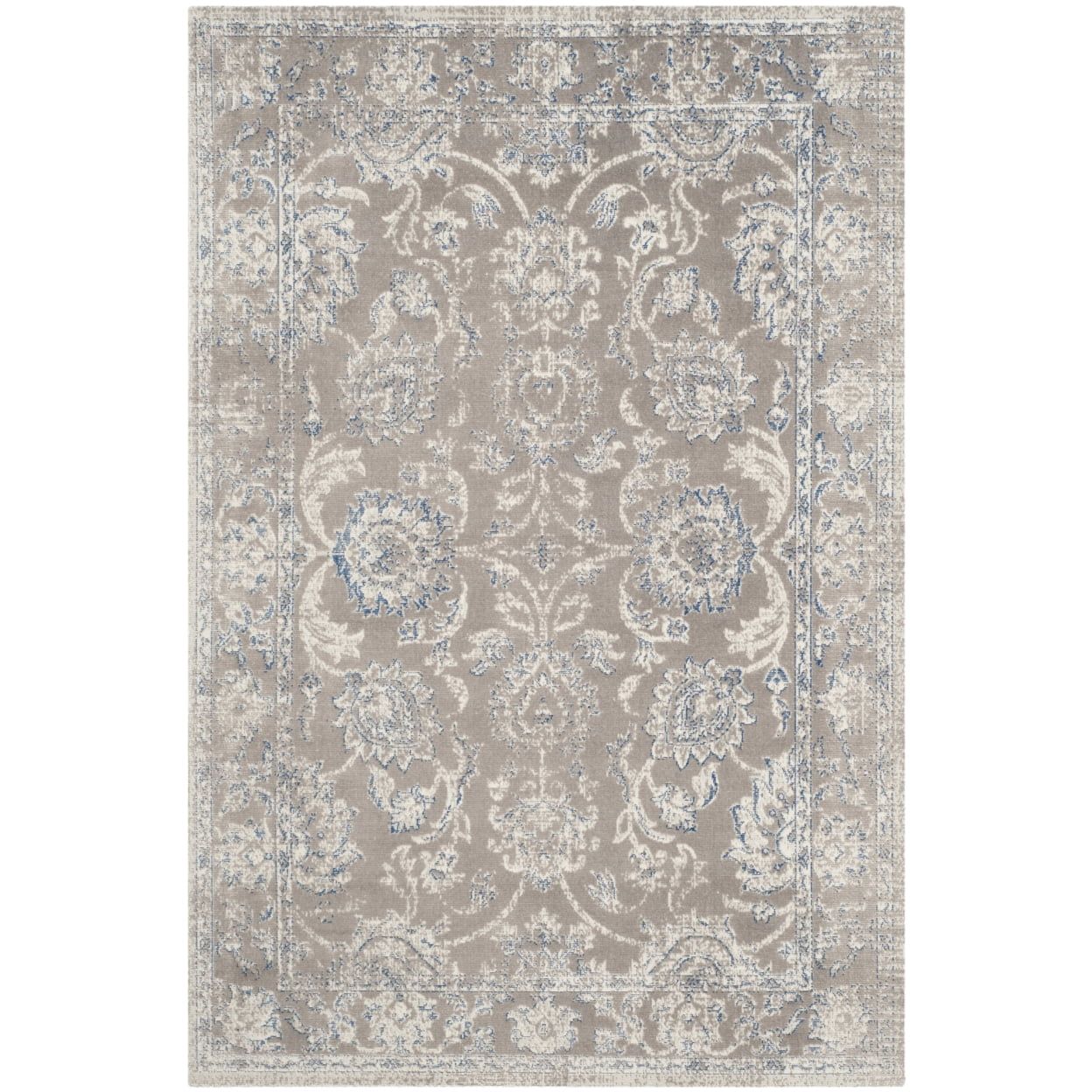 Reversible Flat-Woven Cotton Blend Rug in Taupe & Blue