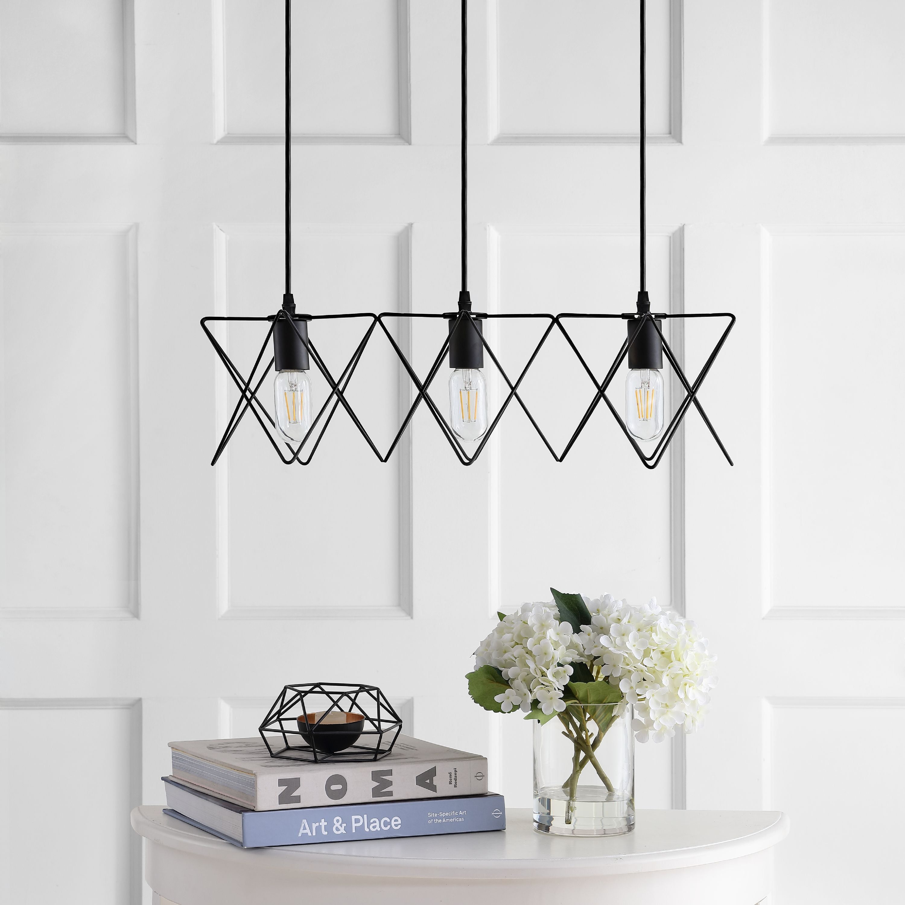 Black Geometric Triangular 3-Light LED Island Pendant