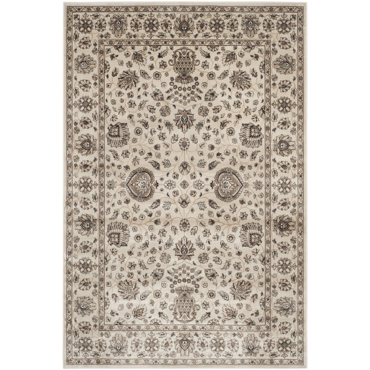 Ivory and Beige Rectangular Wool and Viscose Area Rug