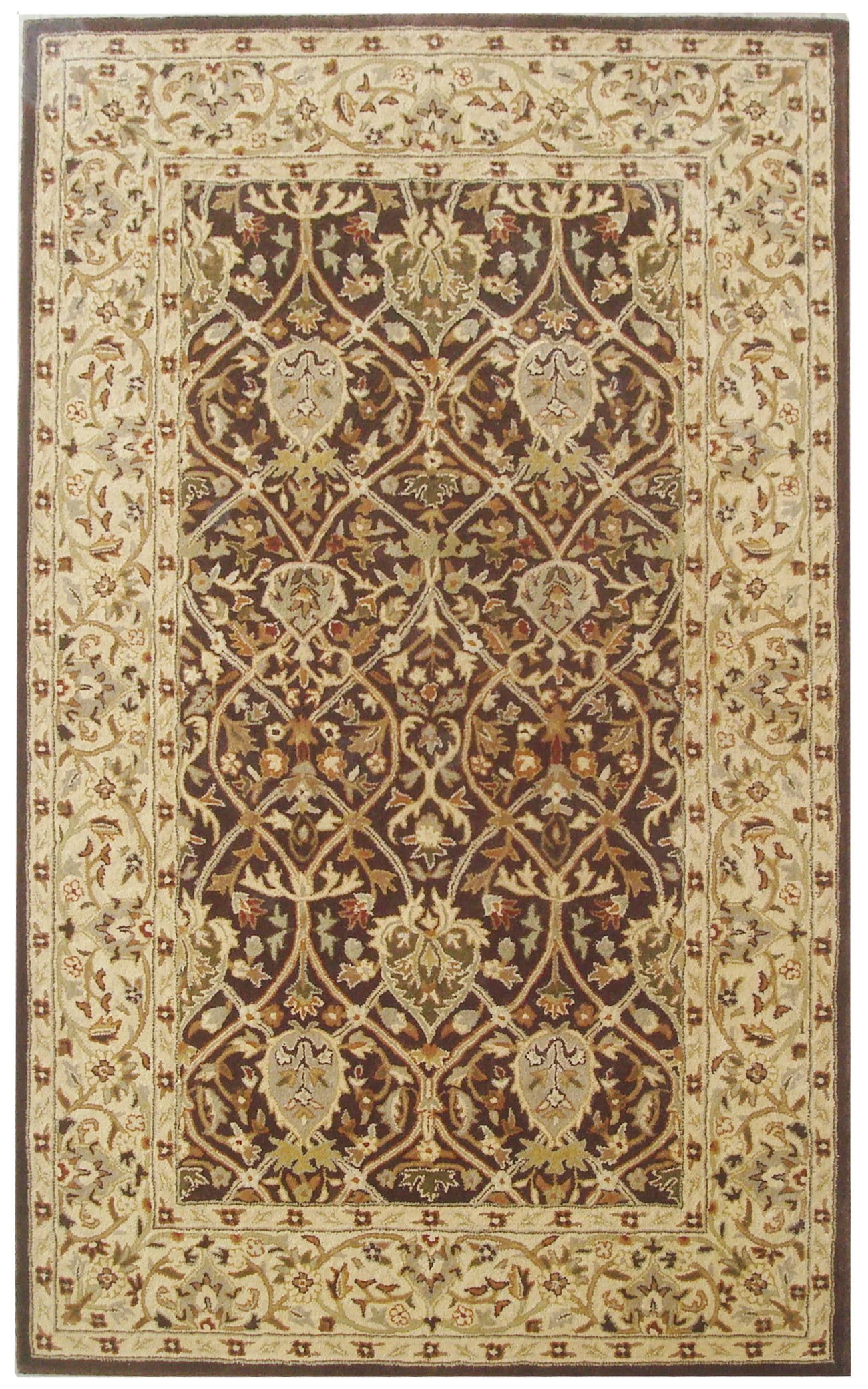 SAFAVIEH Persian Legend Adrian Floral Bordered Wool Area Rug, Brown/Beige, 4' x 6'