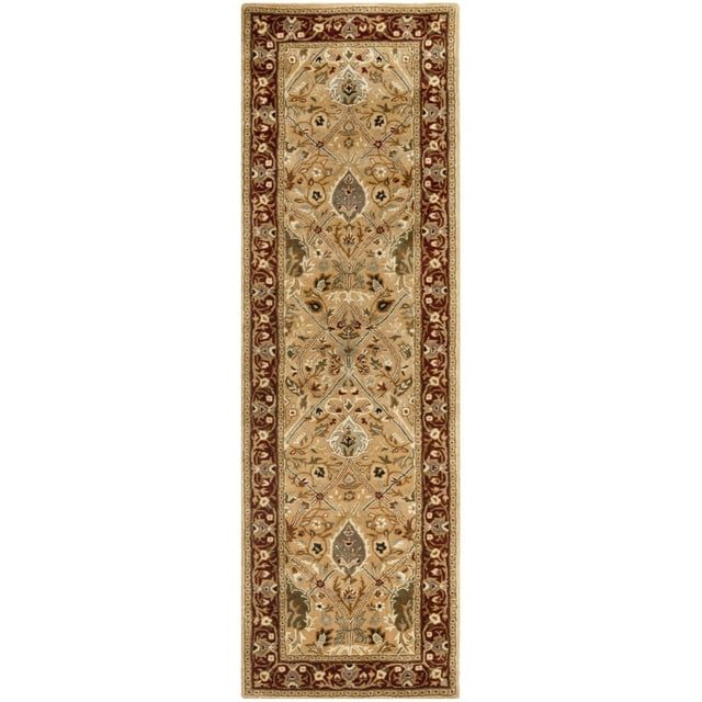 Ivory and Rust Wool Hand-Tufted Persian Runner Rug