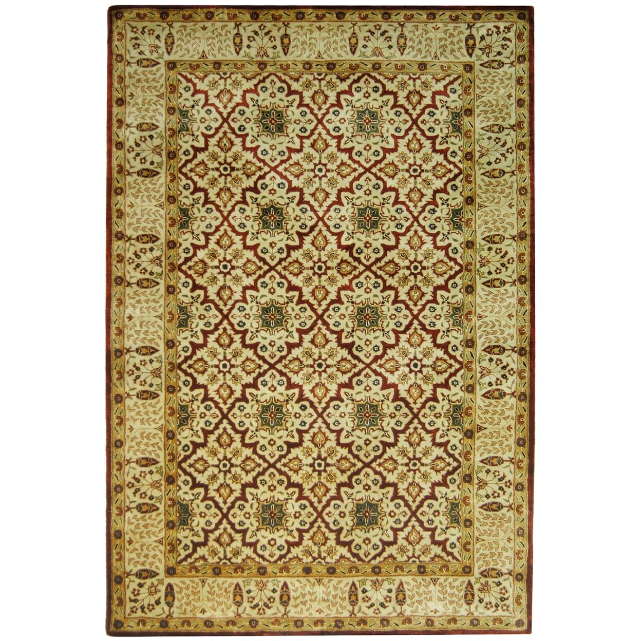 Ivory and Beige Handmade Wool Persian Area Rug 6' x 9'